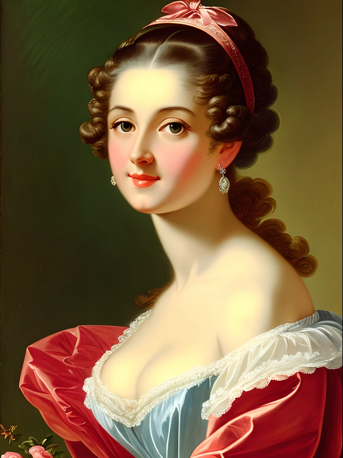 An extremely attractive 50s years old woman, highly detailed painting, portrait, artwork by Francois Boucher