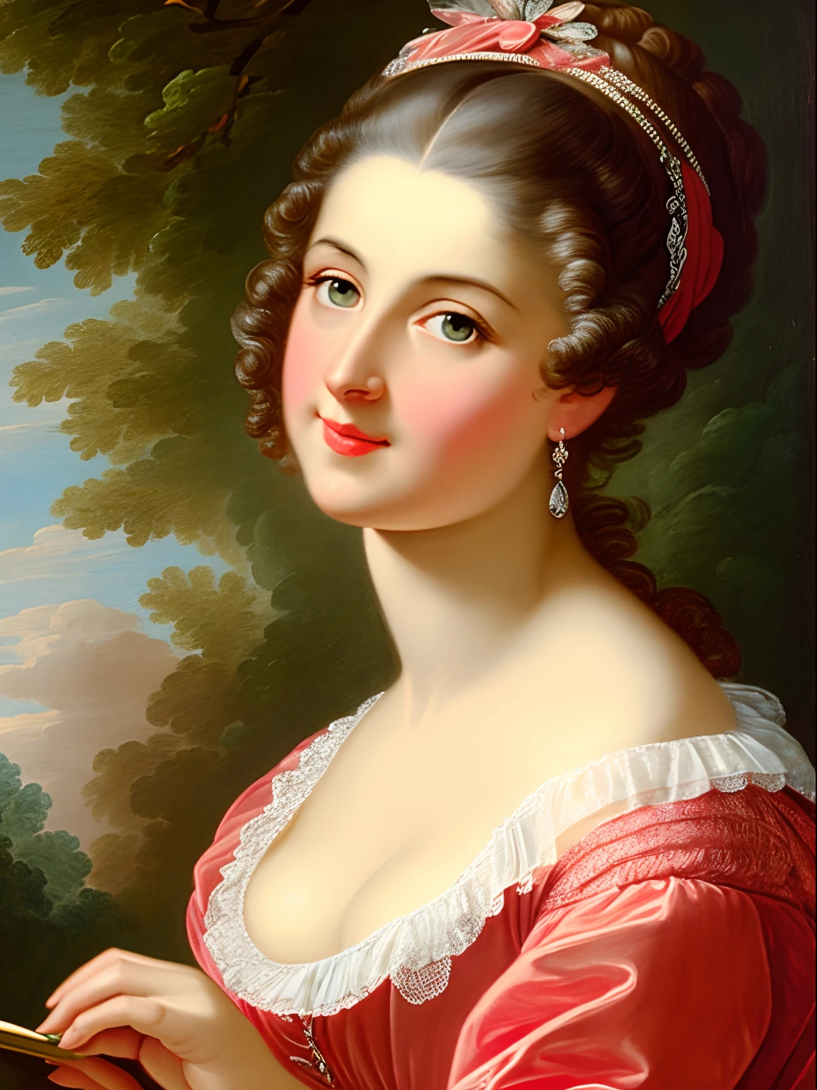 An extremely attractive 50s years old woman, highly detailed painting, portrait, artwork by Francois Boucher