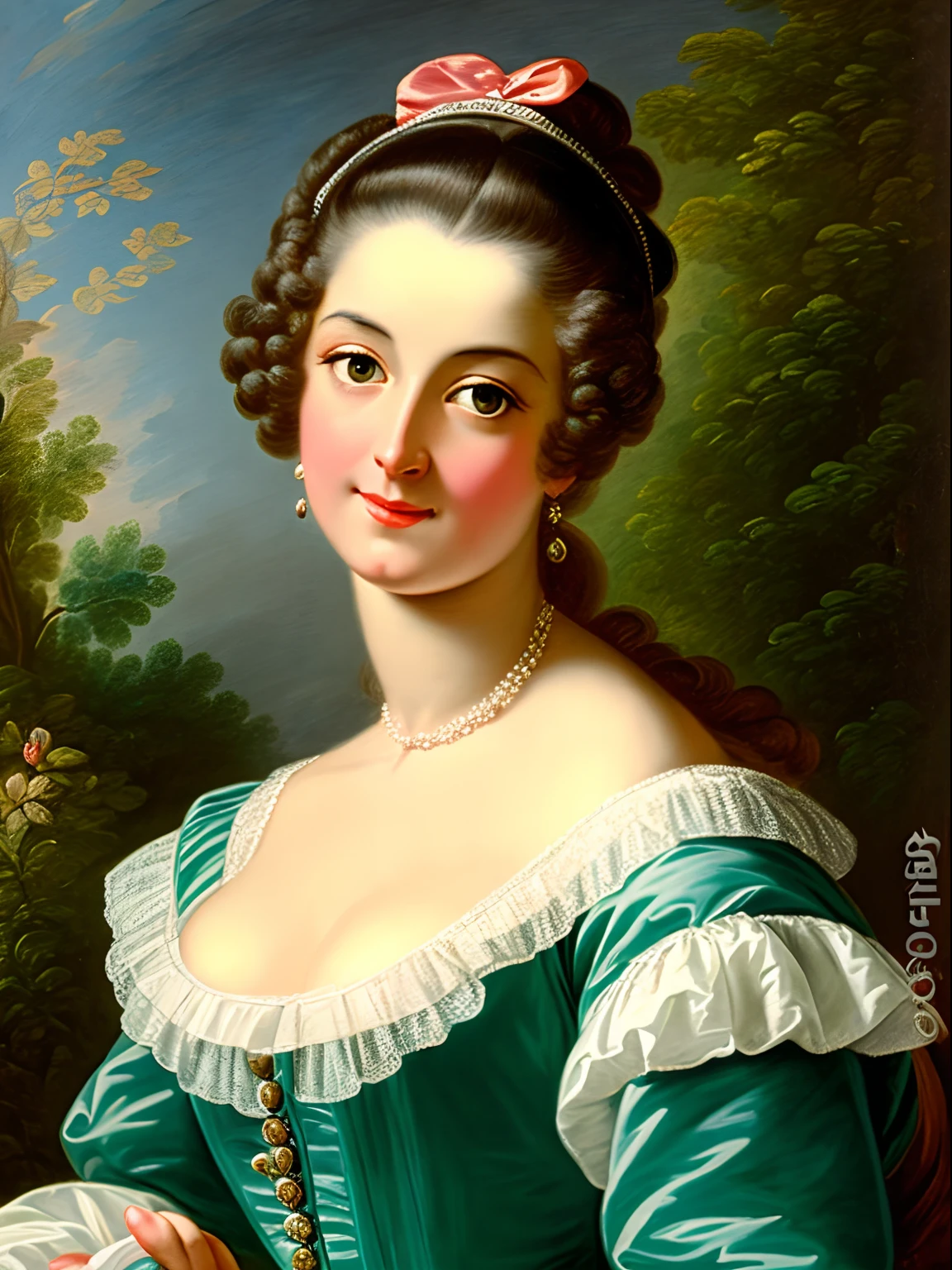 An extremely attractive 50s years old woman, highly detailed painting, portrait, artwork by Francois Boucher