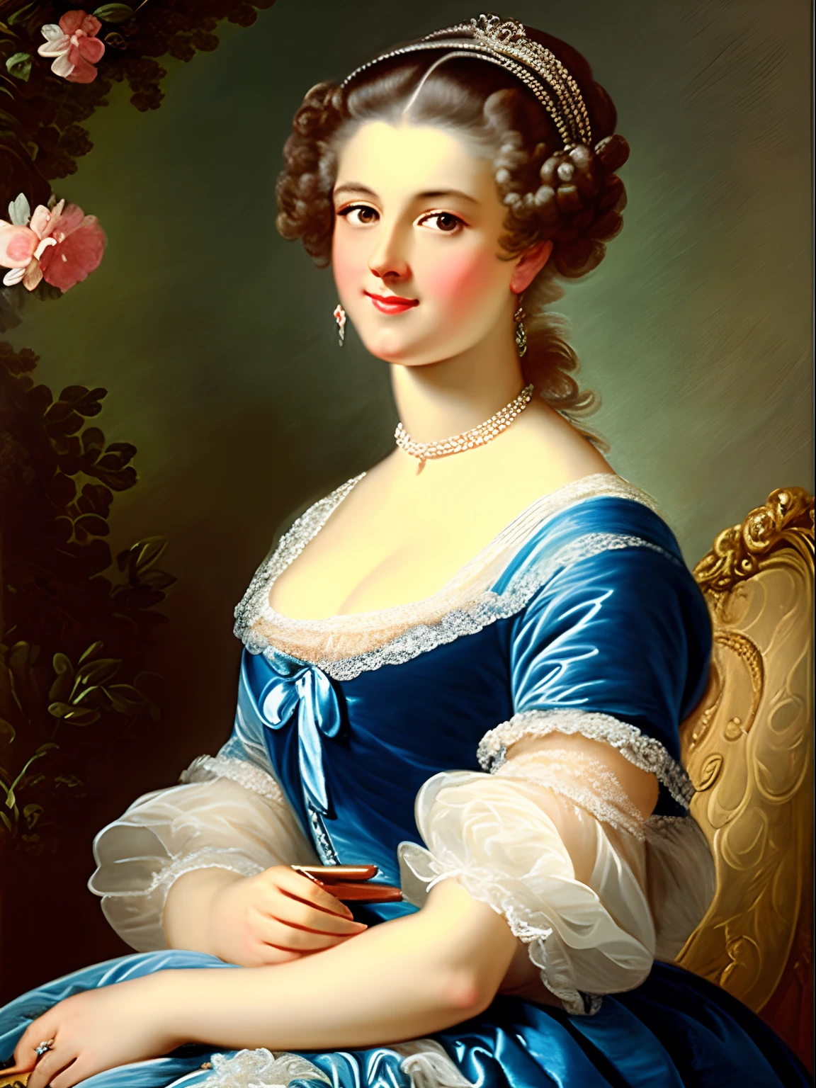 An extremely attractive 50s years old woman, highly detailed painting, portrait, artwork by Francois Boucher