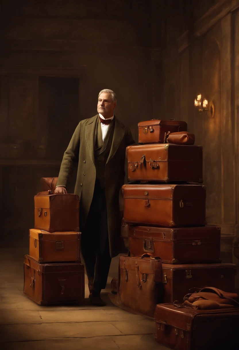 Animation of a master handing bags or briefcases with the talents to the servants.