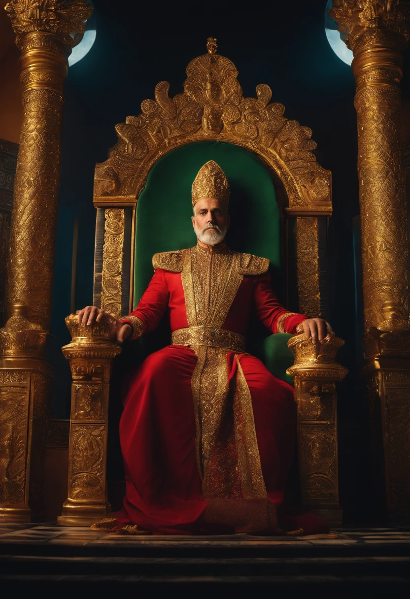el rey midas, bien construido sentado en el trono