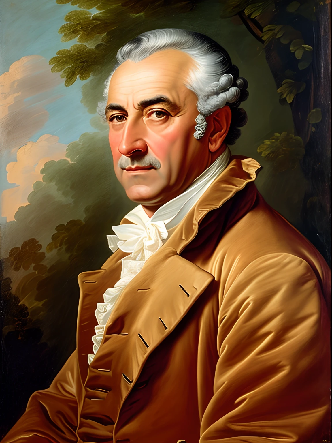 An extremely strong and handsome 50s years old man, highly detailed painting, portrait, artwork by Francois Boucher