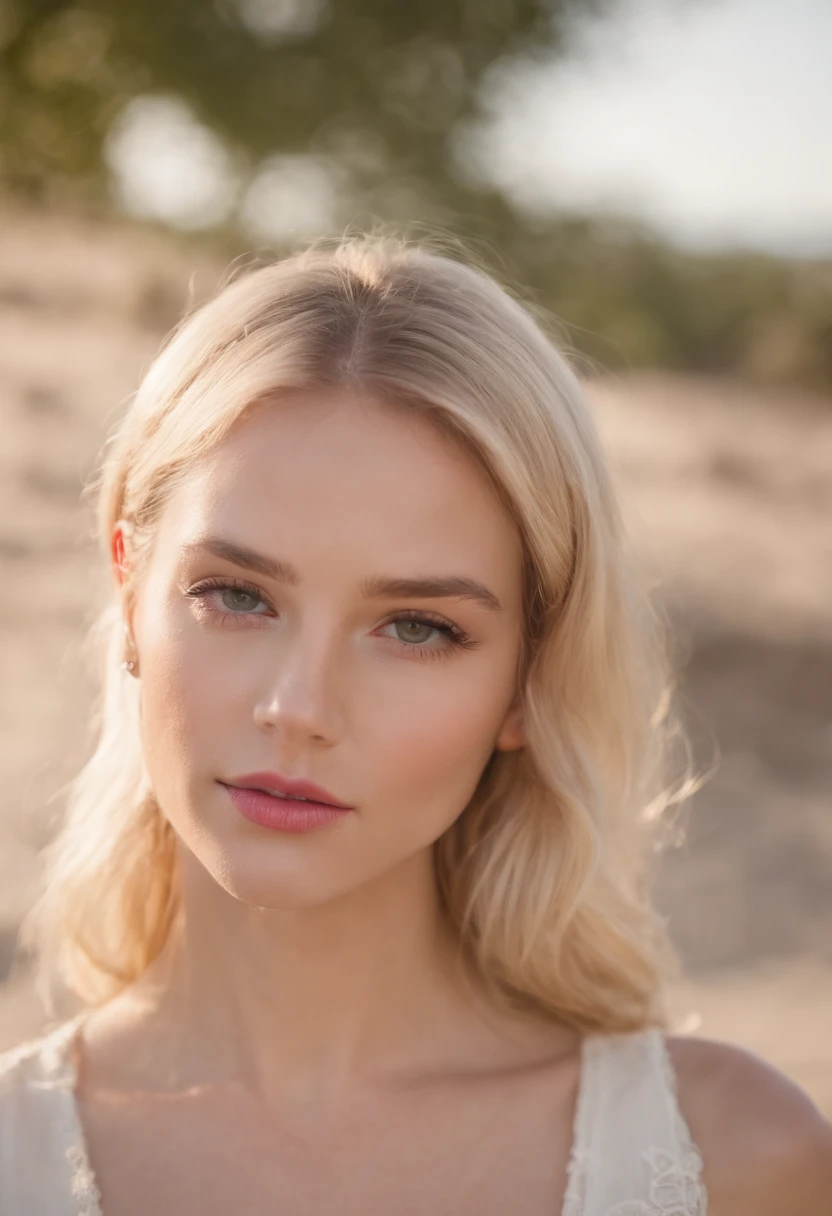 20 ans, Fille espagnole, cheveux blonds, Yeux verts de mer, sharp jawline, ultra realist, 8k quality, pink lips, full lips, Chiffre de sablier, vu de face
