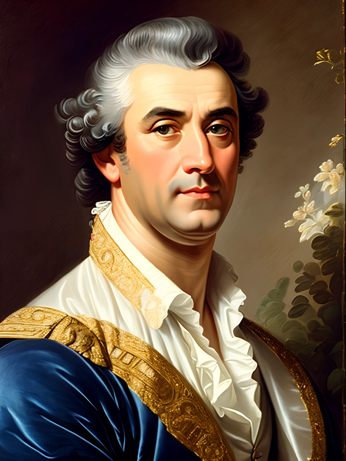 An extremely strong and handsome 50s years old man, highly detailed painting, portrait, artwork by Francois Boucher