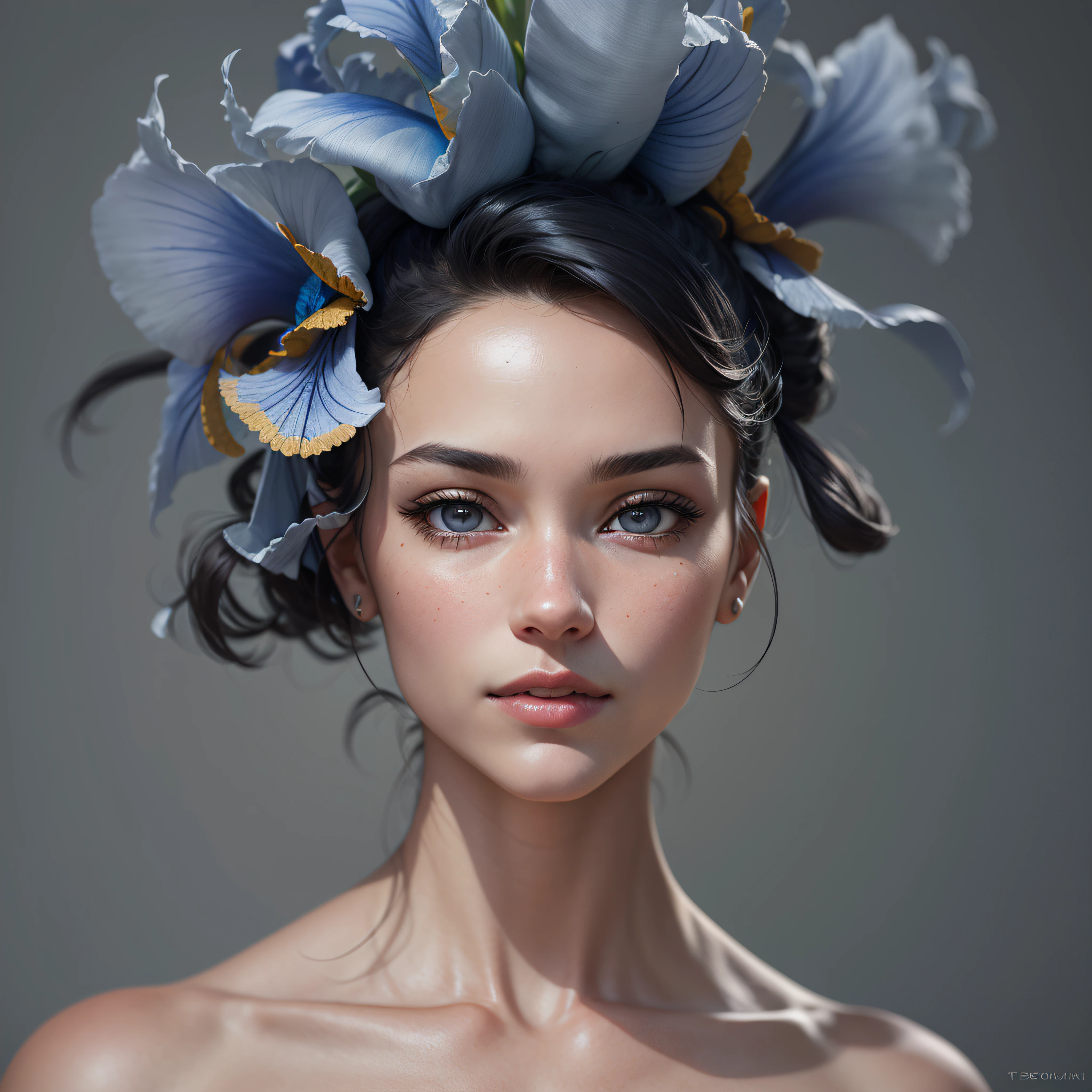 (medium shot), (hard hexagonal fashion style, deus ex aesthetic, detailed irises), An exquisite portrait of a scandinavian woman with pale skin, the photograph captured in stunning 8k resolution and raw format to preserve the highest quality of details. The woman's beauty is undeniable. She wears comfortable clothes that complement her radiant skin, and her eyes are portrayed with meticulous attention to detail, showcasing the captivating depth within. The photograph is taken with a lens that emphasizes the gentle smile in her eyes, and the backdrop is a dark studio setting that enhances the muted colors of the scene. The lighting and shadows are expertly crafted to bring out the richness of her skin tone and the subtle nuances of her features. Her pure black hair, with its distinct hue, adds a touch of contrast against her white skin. The interior setting adds a sense of intimacy. The overall composition captures her essence with authenticity and grace, creating a portrait that is a celebration of her heritage and beauty. Photography utilizing the best techniques for shadow and lighting, to create a mesmerizing portrayal that transcends the visual, slightly tilted head, (extreme iris details:1.4)