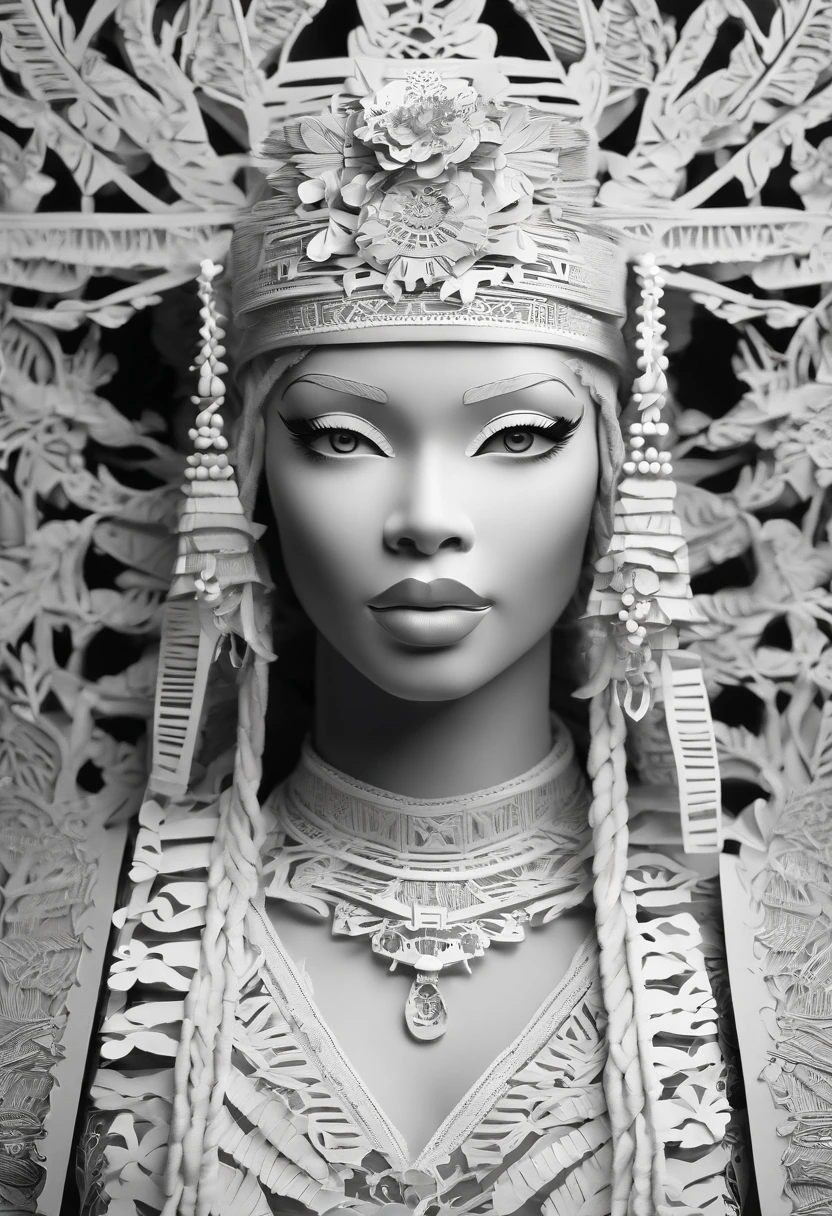"(best quality,ultra-detailed),Ebony skin,Ebony skinned female:1.1,beautiful detailed eyes,beautiful detailed lips,white dreadlocks,thicc,tribal warrior outfit,not too strong looking,confident posture,exotic background,sharp focus,vivid colors