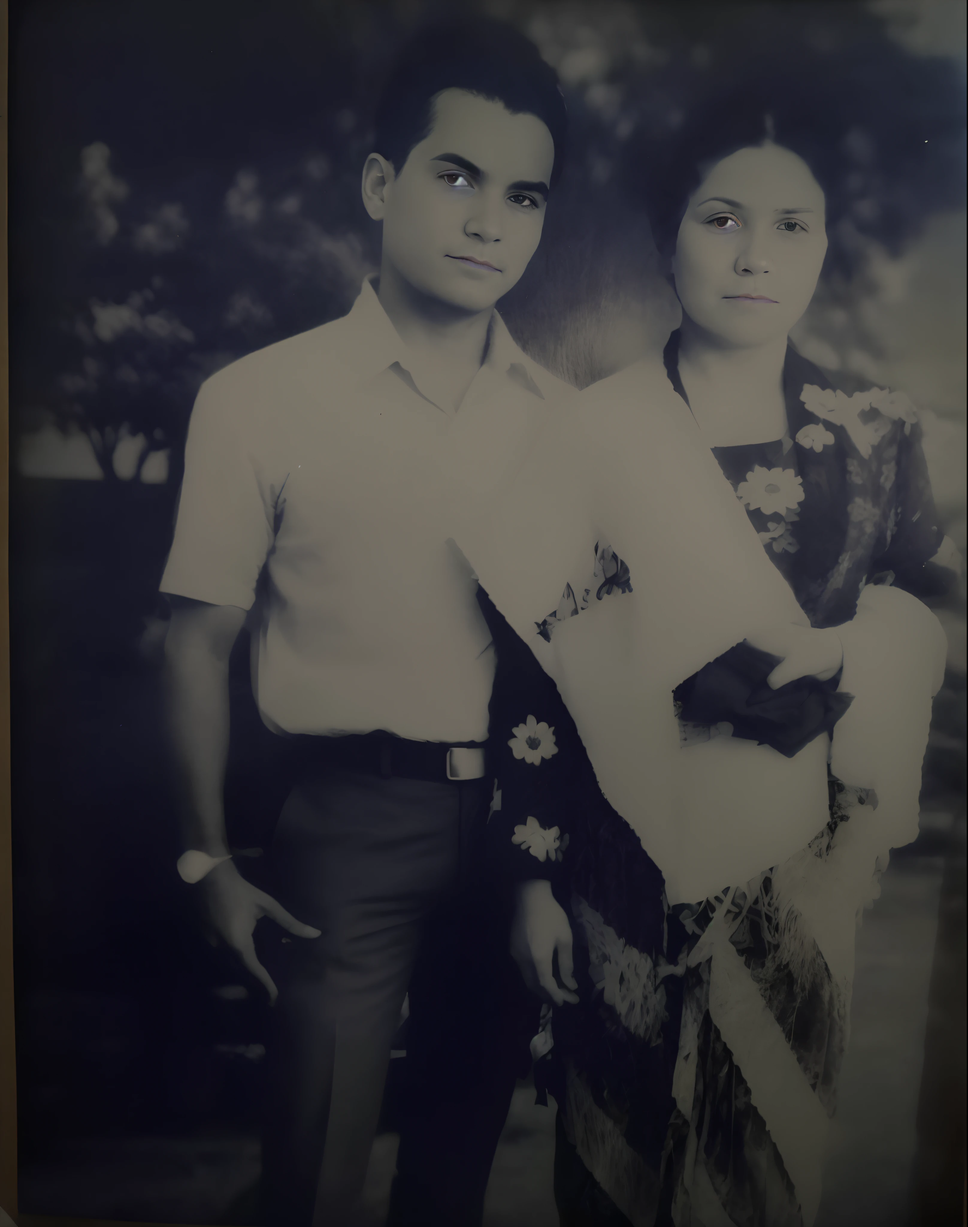 there is a black and white photo of a man and woman, momma and papa, old photo, very old photo, an old balck and white photo, old style photo, old photograph, old picture, aged photo, lost photo, black and white old photo, old black and white photo, old photography, black and white old photograph, old damagaed polaroid photo