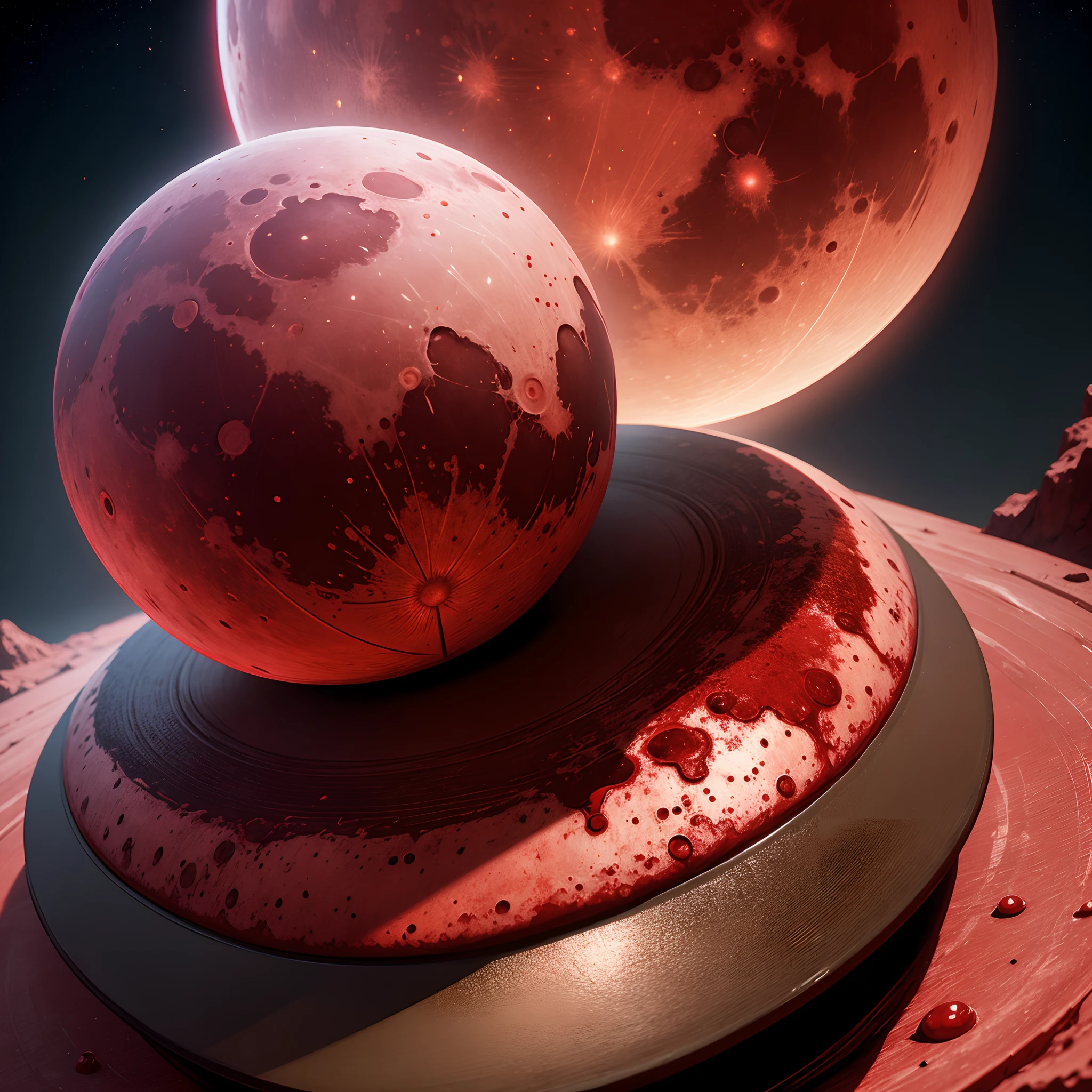 blood red moon, huge moon, high detail