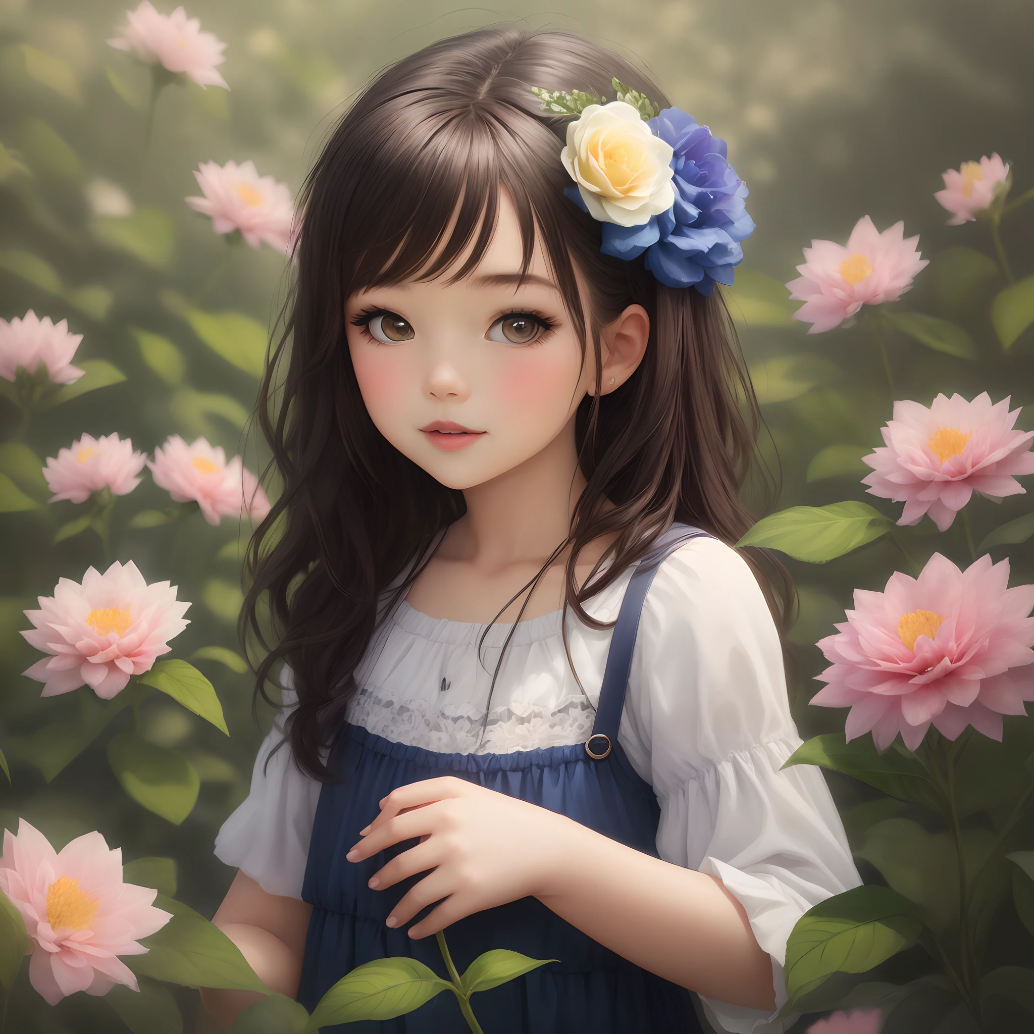 girl with florals