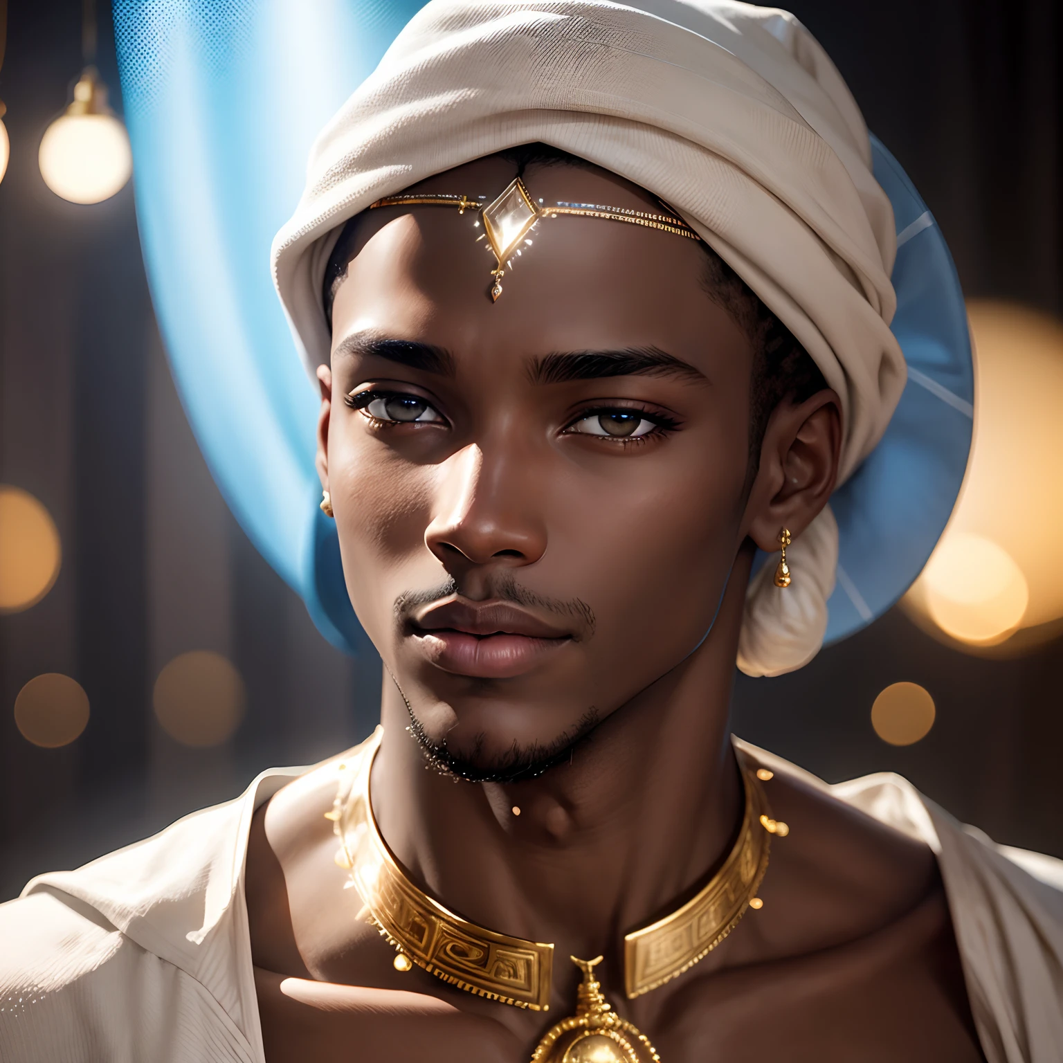 Homme Africain, Glittering White Light Face
