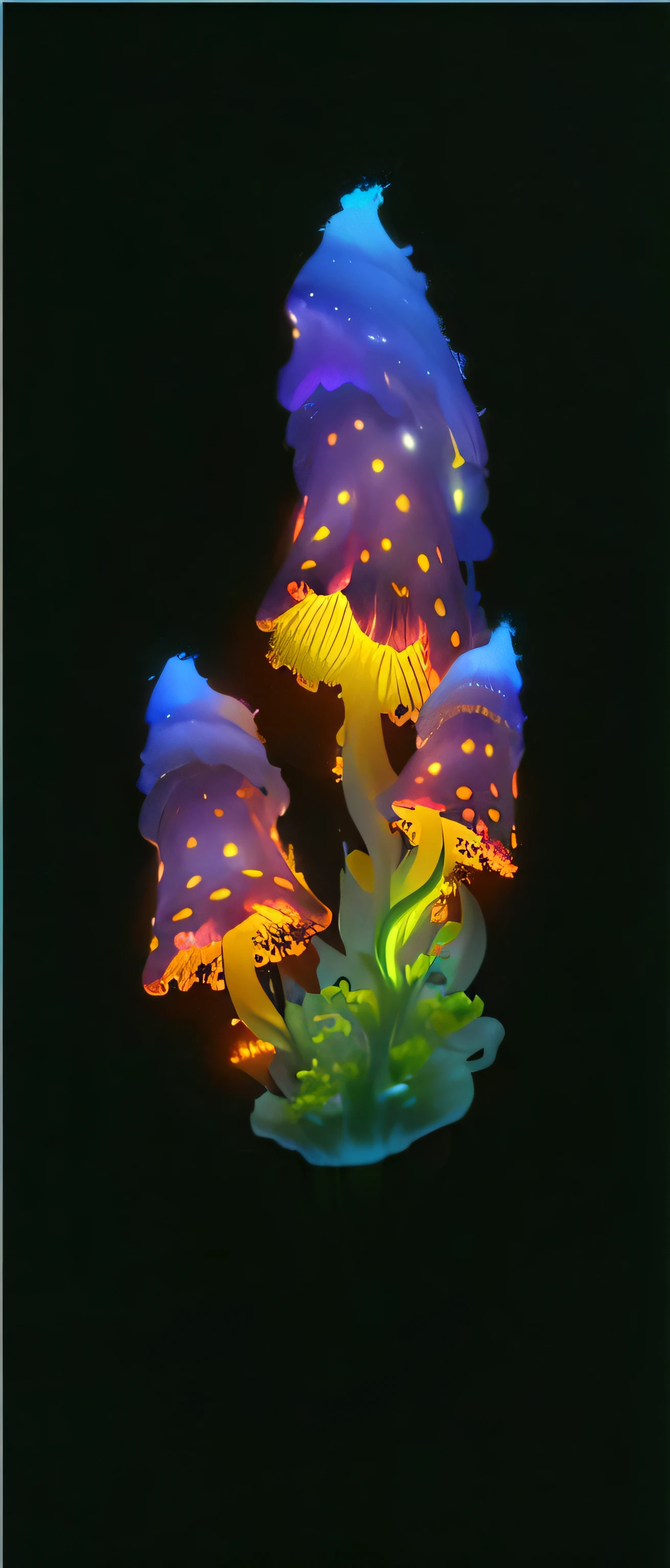 giant fluorescent fungi, Fluorescent mushrooms, twirling glowing sea plants, Glowing fungi, alien flora, Colorful alien flora, bioluminescent plants, bioluminescent mushrooms, neon mushrooms, luminescent concept art, glowing mushrooms, alien flowers, Glowing spores fly, Neon yellow glowing mushroom,concept-art,Truly gorgeous light and shadow,4K