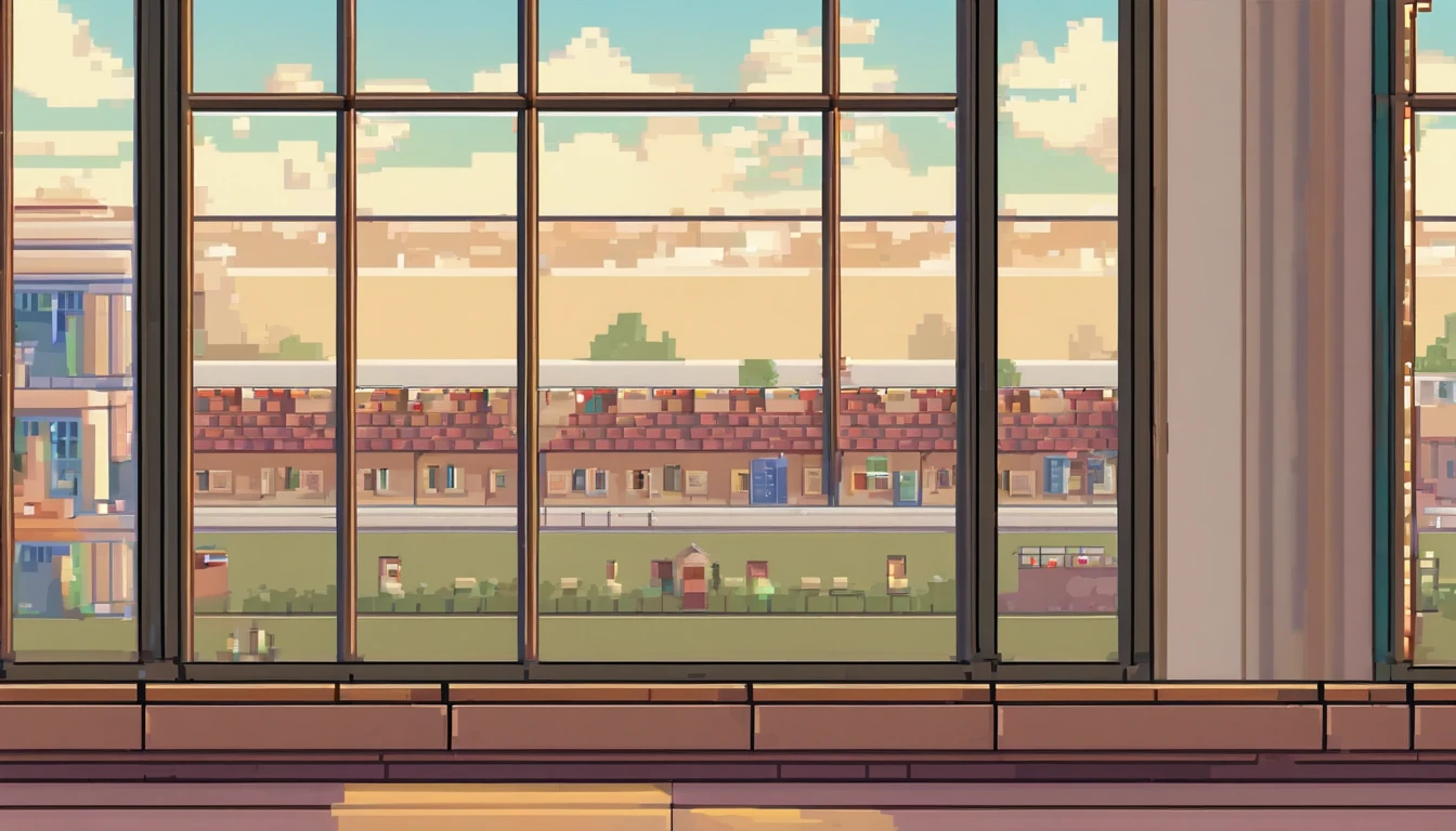 window, light wind, DL, View from the window, Polish city, Boleslawiec, open window, classroom, highly detailed