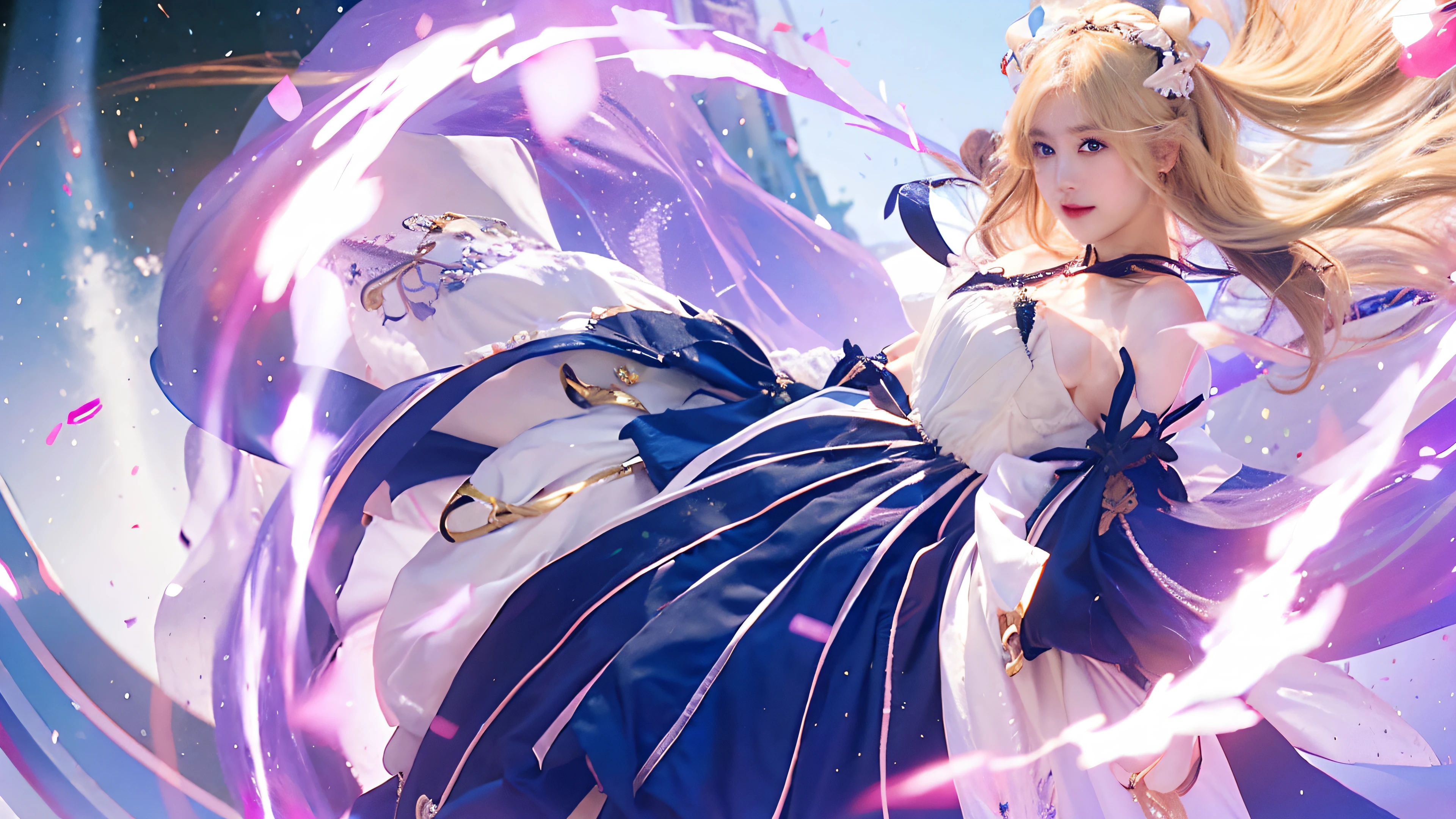 1 girl, arcueid, long hair, blonde hair, 8k, relistic, ultra detail, 70mm lens,