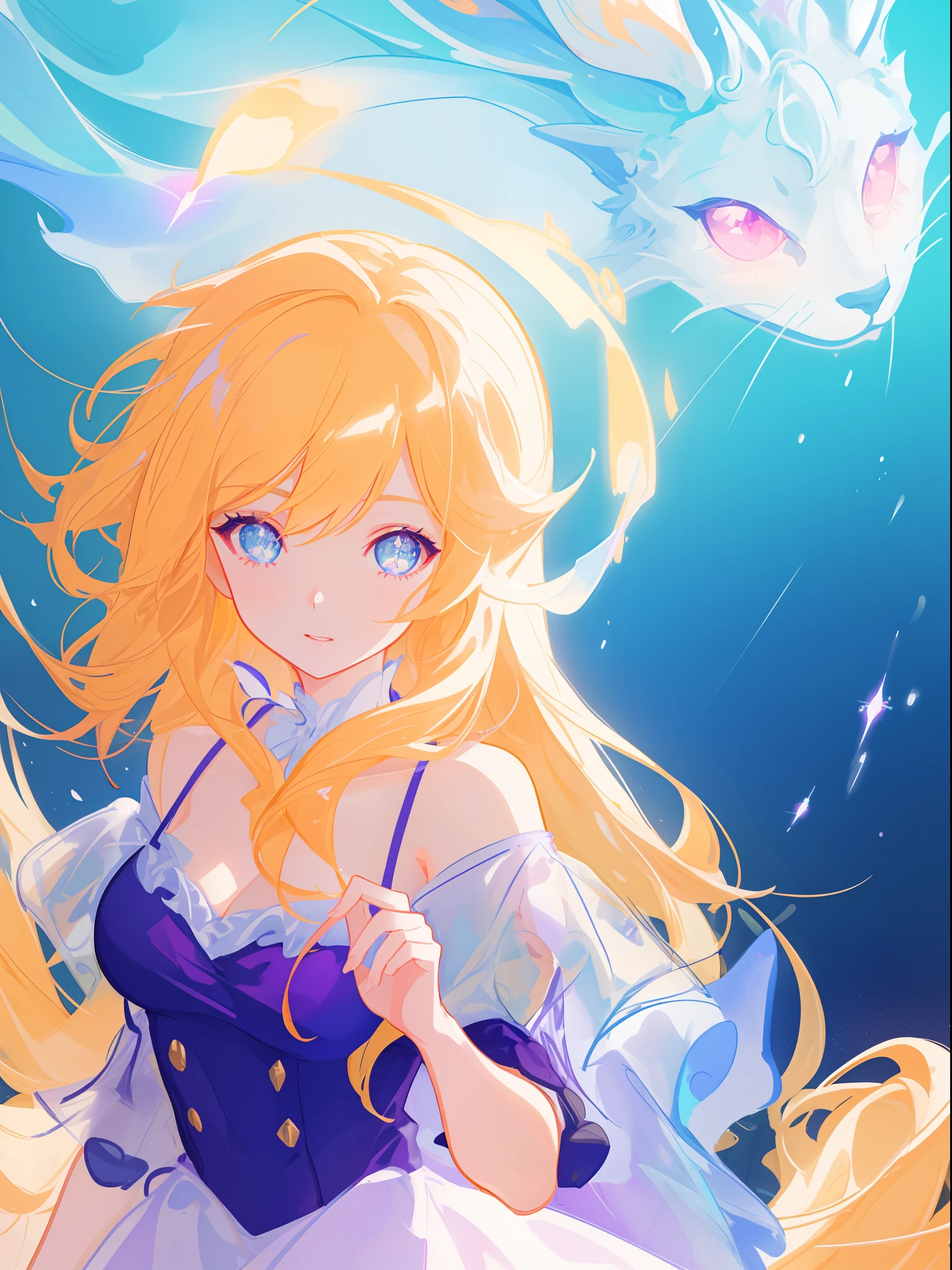 beautiful girl, puffy tiered princess ballgown, vibrant pastel colors, (colorful), magical lights, long flowing golden hair, inspired by Glen Keane, inspired by Lois van Baarle, disney art style, by Lois van Baarle, glowing aura around her, by Glen Keane, jen bartel, glowing lights! beautiful digital illustration, fantasia background, whimsical, magical, fantasy, beautiful face, ((masterpiece, best quality)), intricate details, highly detailed, sharp focus, 8k resolution, sparkling detailed eyes
