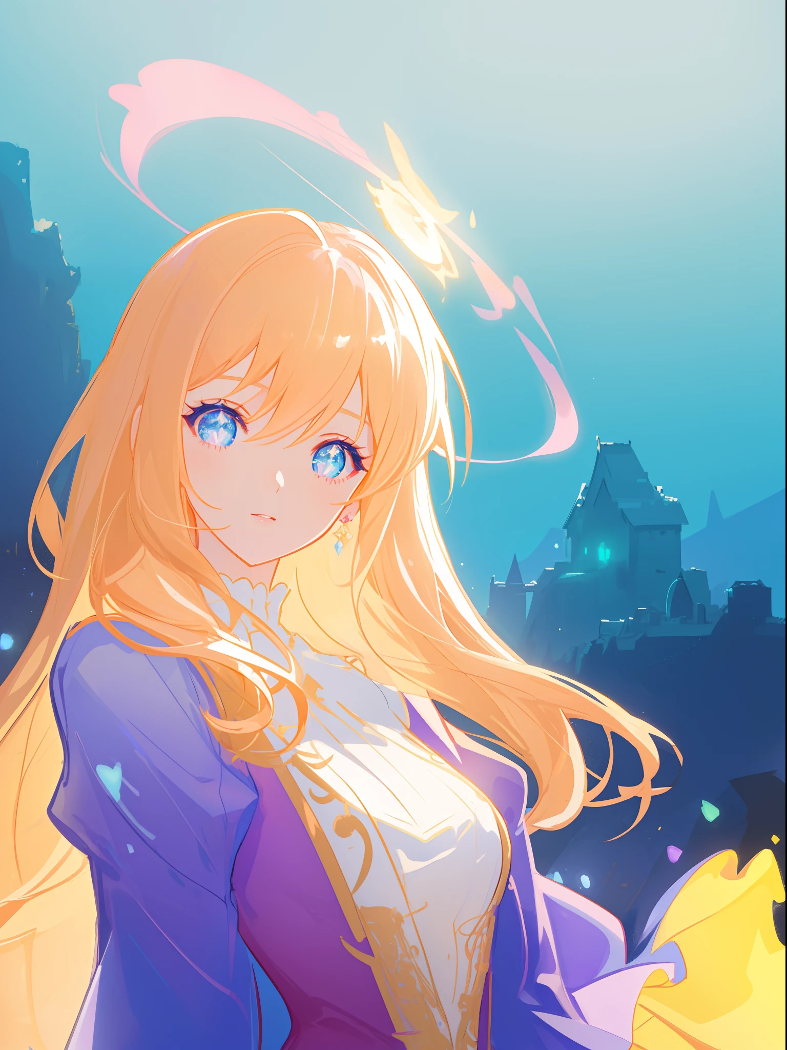 beautiful girl, puffy tiered princess ballgown, vibrant pastel colors, (colorful), magical lights, long flowing golden hair, inspired by Glen Keane, inspired by Lois van Baarle, disney art style, by Lois van Baarle, glowing aura around her, by Glen Keane, jen bartel, glowing lights! beautiful digital illustration, fantasia background, whimsical, magical, fantasy, beautiful face, ((masterpiece, best quality)), intricate details, highly detailed, sharp focus, 8k resolution, sparkling detailed eyes