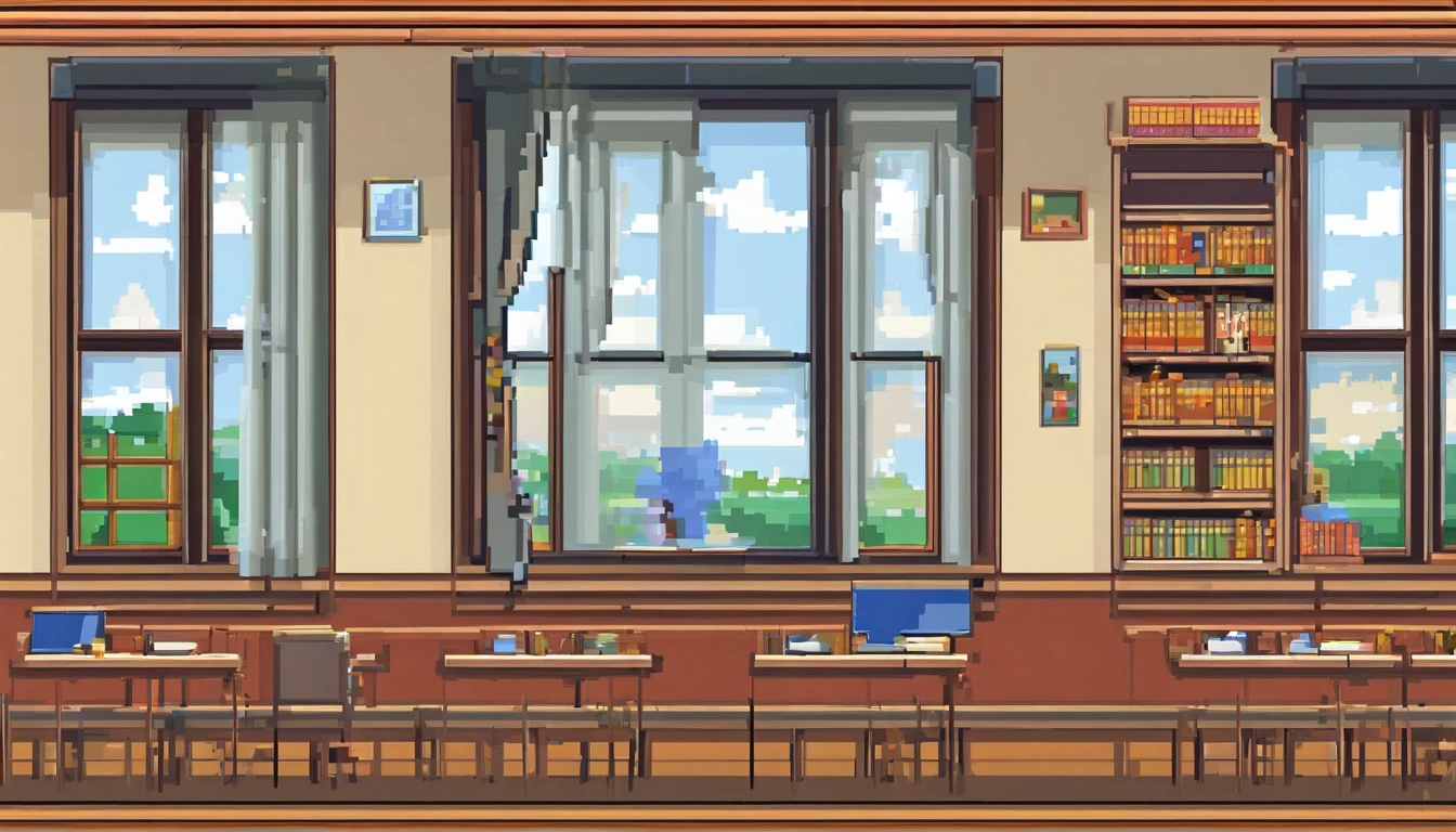 window, light wind, DL, View from the window, Polish city, Boleslawiec, open window, classroom, highly detailed