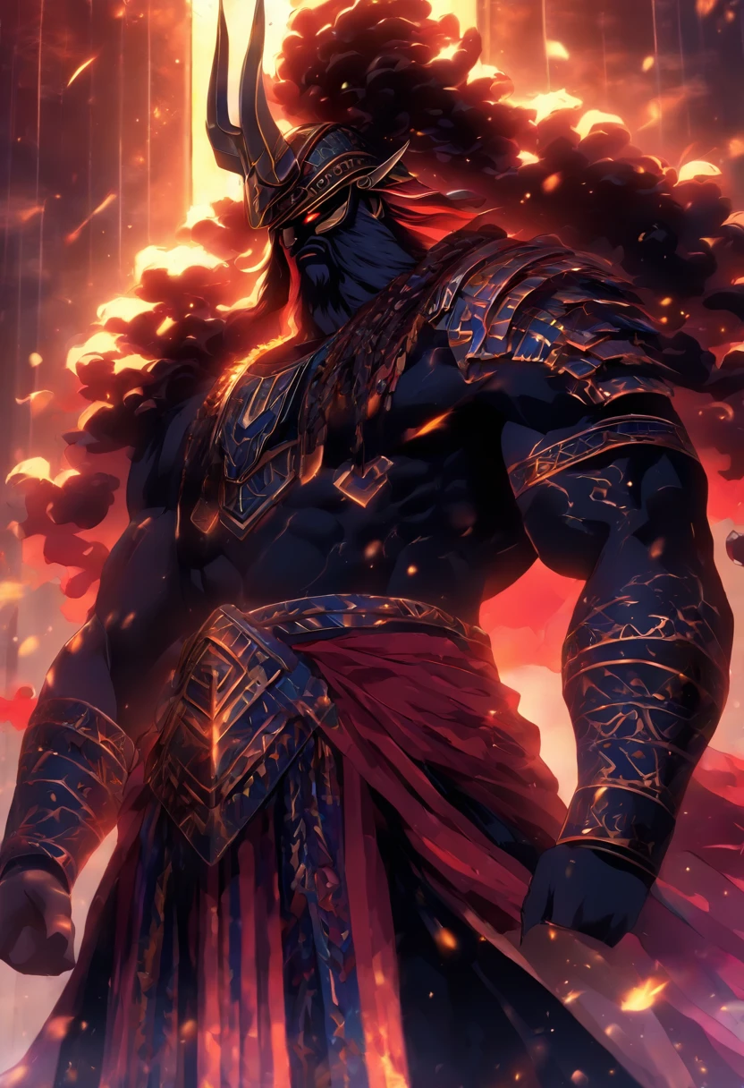 (((ANU))) best quality, ultra-high resolution, 4K detailed CG, masterpiece, Sumerian God,clouds, Sumerian clothing, Sumerian mythology, ((God of the Sky)), Sumerian image, aesthetic, centered on screen, standing pose, full body