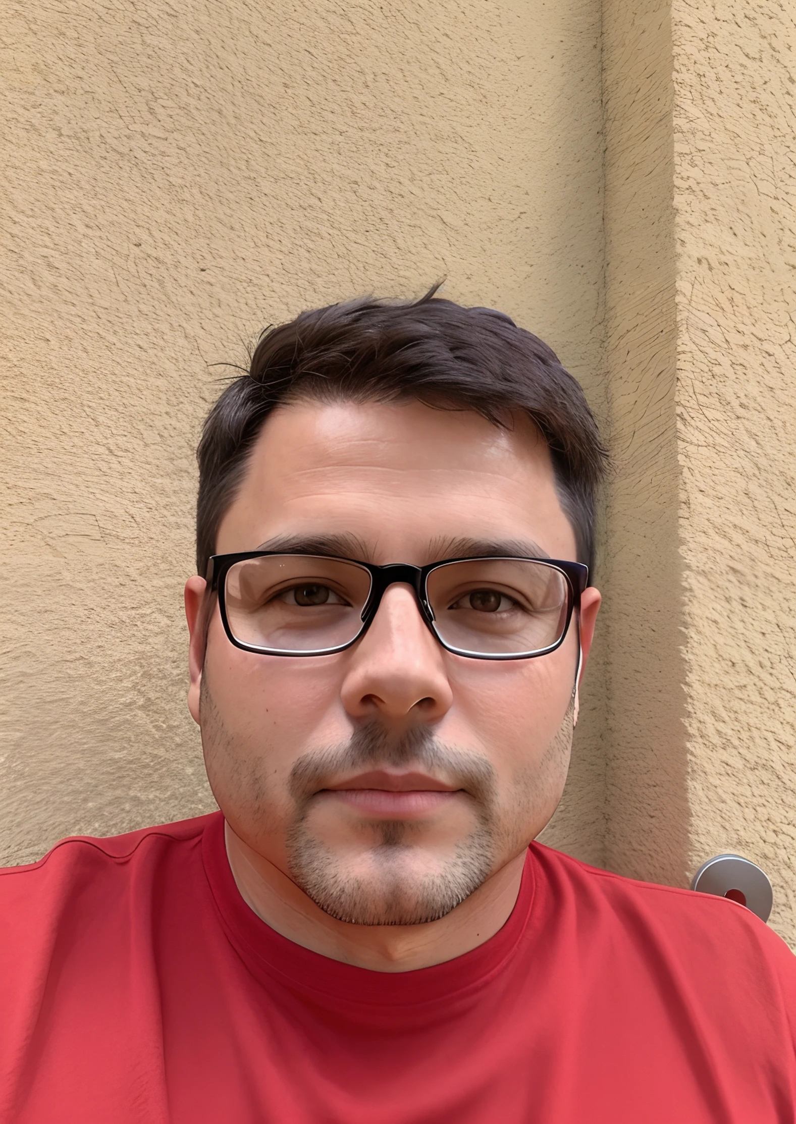 there is a man wearing glasses and a red shirt, headshot profile picture, 4 0 years old man, typical cryptocurrency nerd, frontal picture, 3 , about 3 5 years old old, taken in 020s, 38 years old, 8k selfie photograph, professional picture, (38 years old), anime