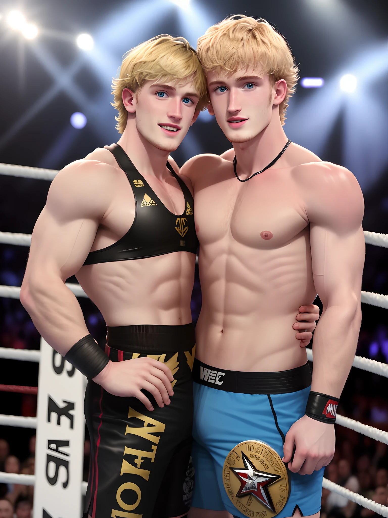 Logan Paul in a wwe ring with the wwe intercontinental championship