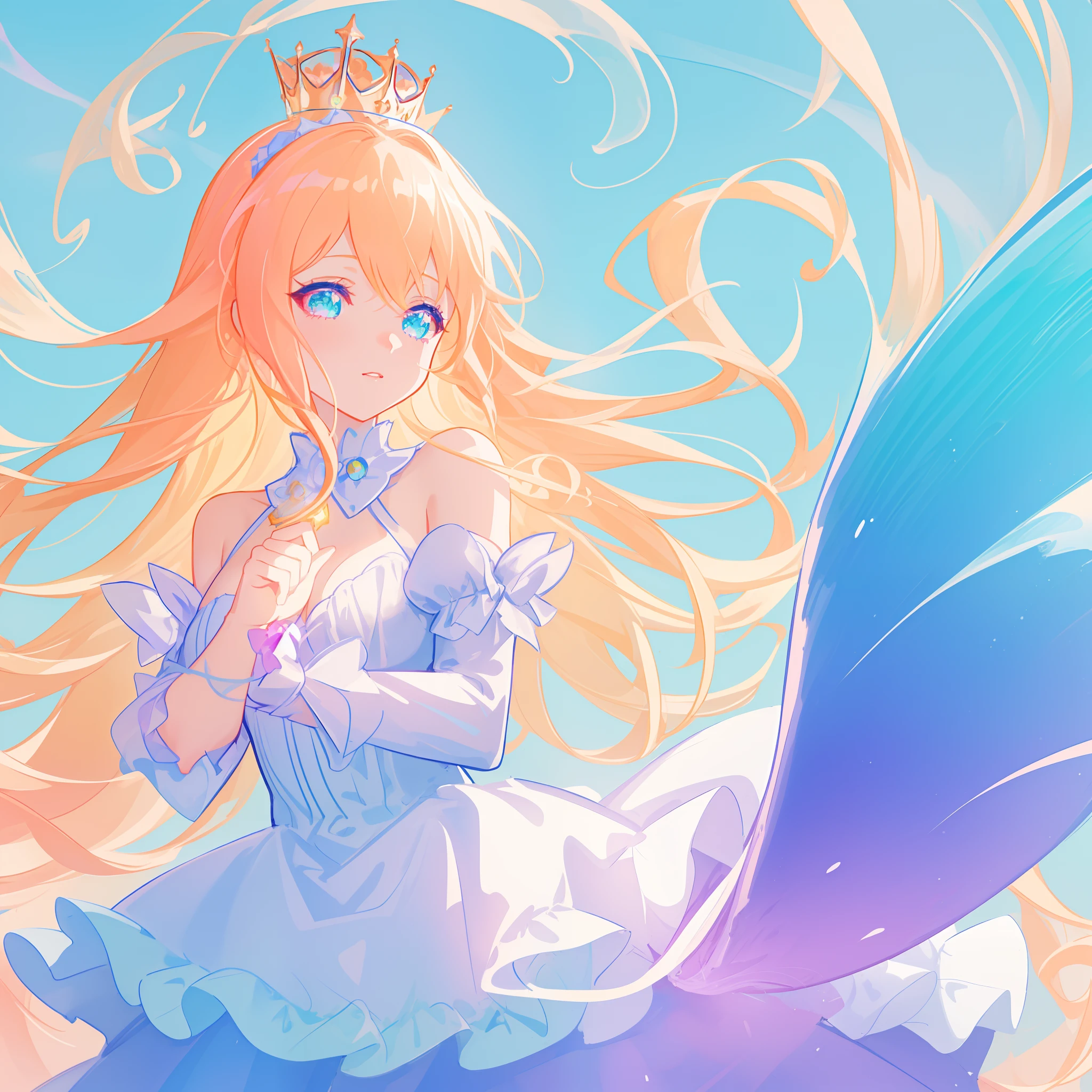 beautiful girl, puffy tiered princess ballgown, vibrant pastel colors, (colorful), magical lights, long flowing golden hair, inspired by Glen Keane, inspired by Lois van Baarle, disney art style, by Lois van Baarle, glowing aura around her, by Glen Keane, jen bartel, glowing lights! beautiful digital illustration, fantasia background, whimsical, magical, fantasy, beautiful face, ((masterpiece, best quality)), intricate details, highly detailed, sharp focus, 8k resolution, sparkling detailed eyes
