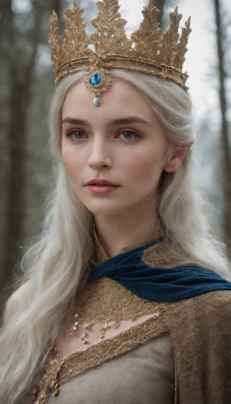 Woman with an ice tiara on her head and a navy blue winter cloak with golden details, broche de floco de neve. longos cabelos pretos. rainha do inverno, princesa elfa, retrato de uma rainha elfa, rainha elfa, princesa inverno, uma rainha elfa, artgerm em artstation pixiv, bela e elegante rainha elfa, corpo inteiro. Standing in the snow in front of a large icy castle. Personagem de RPG. Era medieval. Mulher elfa. Elfa de cabelos ruivos. Olhos azuis. Elfa da floresta. Elfa Guerreira da floresta. Elfa arqueira. Arqueira medieval. Arco e Flecha. Organic Amadura. Armadura preta soft ilumination. Standing in the middle of the forest. Floresta densa. Cogumelos bioluminescentes. fantastical setting. Luz do dia. Luz solar. realces de cores quentes. Paleta verde azul e amarelo. RPG Character design. modelo ig | artgerm, :: rossdraws, obra de arte no estilo de guweiz, extremamente detalhada artgerm. corpo inteiro, fundo detalhado de um castelo, hiper detalhado, rosto detalhado, foto sincera POV, por lee jeffries, Nikon d850, filme fotografia de estoque ,4 kodak portra 400, F1 camera lens.6, cores ricas, hiper realista, textura realista, lighting dramatic, cinestill 800 (8k, Foto RAW, melhor qualidade, obra-prima: 1.2), ultra-detalhado, (pele altamente detalhada: 1.2), 8k UHD, DSLR, soft ilumination, alta qualidade.modelo ig | artgerm, :: rossdraws, obra de arte no estilo de guweiz, extremamente detalhada artgerm. corpo inteiro, fundo detalhado de um castelo, hiper detalhado, rosto detalhado, foto sincera POV, por lee jeffries, Nikon d850, filme fotografia de estoque ,4 kodak portra 400, F1 camera lens.6, cores ricas, hiper realista, textura realista, lighting dramatic, cinestill 800, wiccan woman, wedding wiccan, dark wedding theme