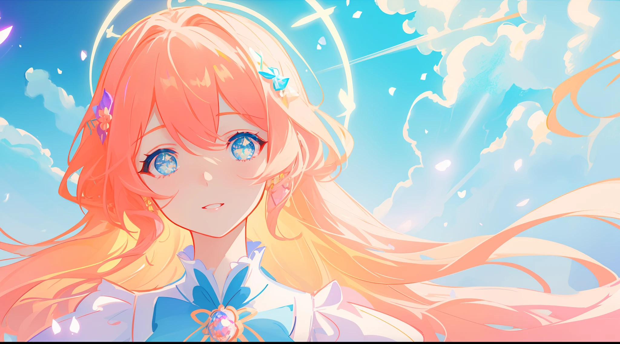 beautiful girl, puffy tiered princess ballgown, vibrant pastel colors, (colorful), magical lights, long flowing golden hair, inspired by Glen Keane, inspired by Lois van Baarle, disney art style, by Lois van Baarle, glowing aura around her, by Glen Keane, jen bartel, glowing lights! beautiful digital illustration, fantasia background, whimsical, magical, fantasy, beautiful face, ((masterpiece, best quality)), intricate details, highly detailed, sharp focus, 8k resolution, sparkling detailed eyes