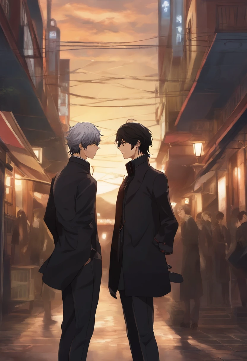 Dazai Shu and a black jacket are looking at something, hijikata toushirou, hijikata toushirou of gintama, okabe rintarou, Kazuto Okada。, nobutaka ike, inspirado em Okumura Masanobu, gapmoe yandere, shuushuu anime image