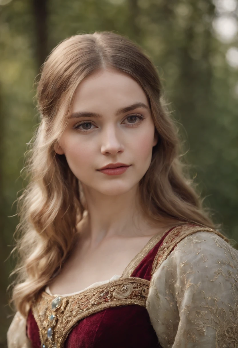 European and American court style，A girl covered in jewelry，Wear medieval vintage fashion，The background is dark，Presented as a bust，The picture ratio is HD 9:16。