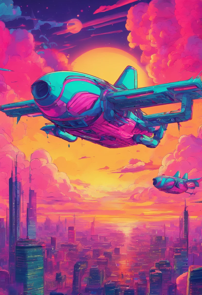 A pig flies in the sky,pigs ,​​clouds,Brilliant colors,Colorful,Wings,Young and energetic,Flying ham,Flying pigs ,Look up,Master composition,hyper HD, Masterpiece, Super detail, High details, High quality, Award-Awarded, Best quality, A high resolution, 8K