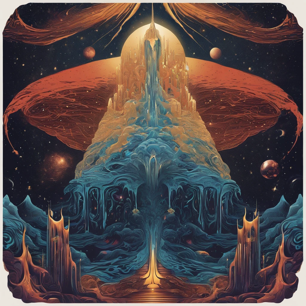 cosmic vector graphic Dripping, incredibly high details,
16k, t-shirt design, incredibly Brillant dripping high
details --v 5