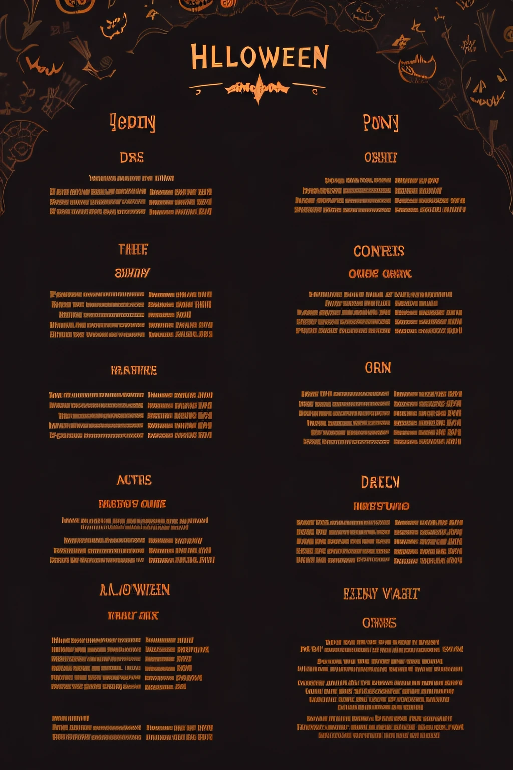 halloween menu dotted lines spooky blackbackground