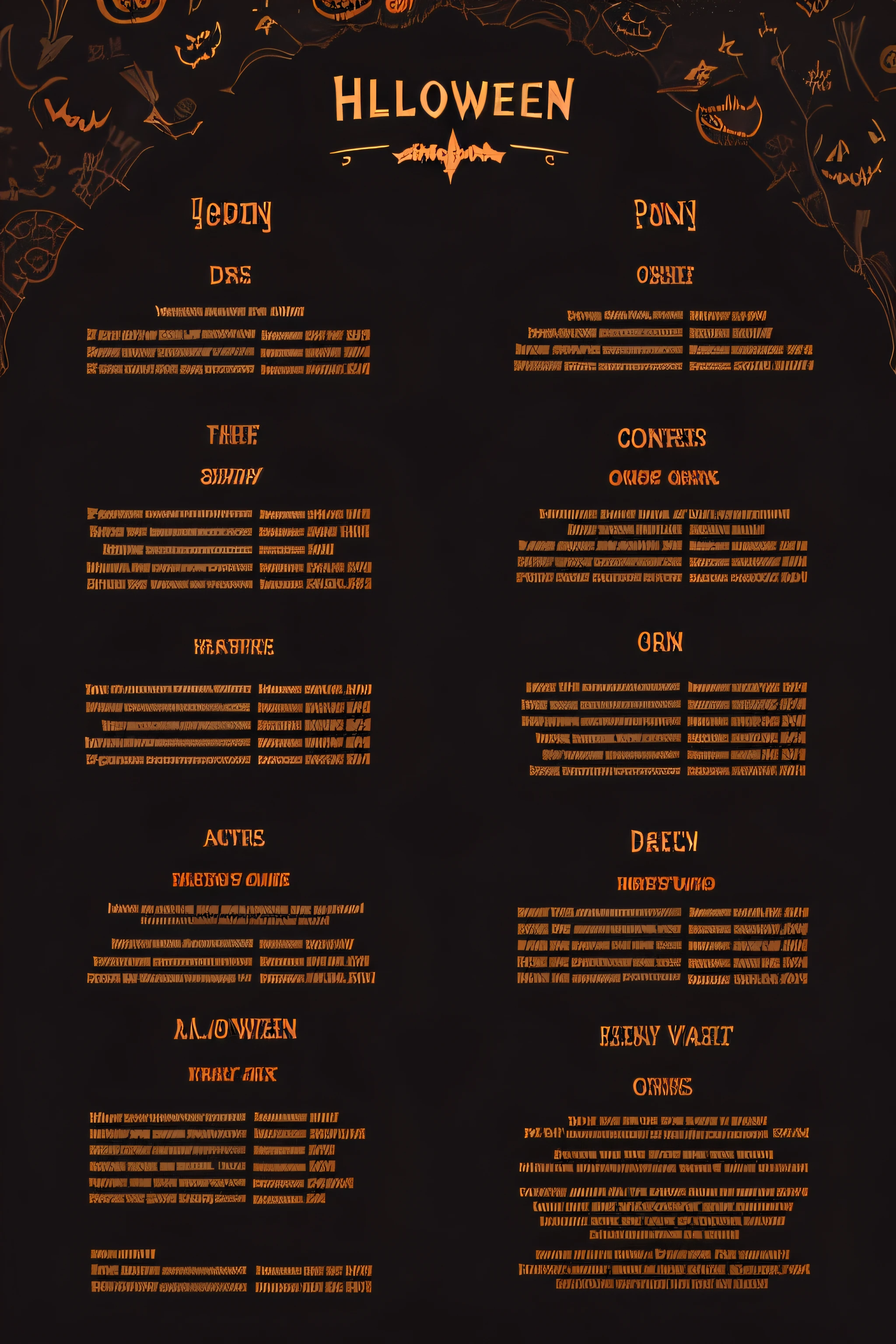halloween menu dotted lines spooky blackbackground