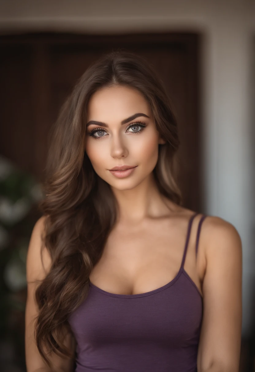 Arafed Frau mit passendem Tanktop und Leggings, Sexy girl with brown eyes, portrait sophie mudd, brown hair and big eyes, Selfie einer jungen Frau, Augen im Schlafzimmer, Violet Myers, ohne Make-up, Natural makeup, Drehen Sie sich, um in die Kamera zu schauen, Gesicht mit Artgram, dezentes Make-up, Stunning full body shot, Knackarsch, niedlicher Hintern, Schneidersitz