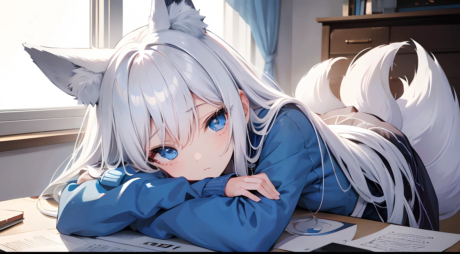 Anime girl lying on bed,Carrying a backpack and a cat, beautiful anime catgirl, cute anime catgirl, nightcore, anime catgirl, Very beautiful anime cat girl, Cute anime girl, style of anime4 K, anime moe art style, anime girl with cat ears, Beautiful anime girl, Smooth anime CG art, 4K anime wallpaper, Cute anime white pantyhose
