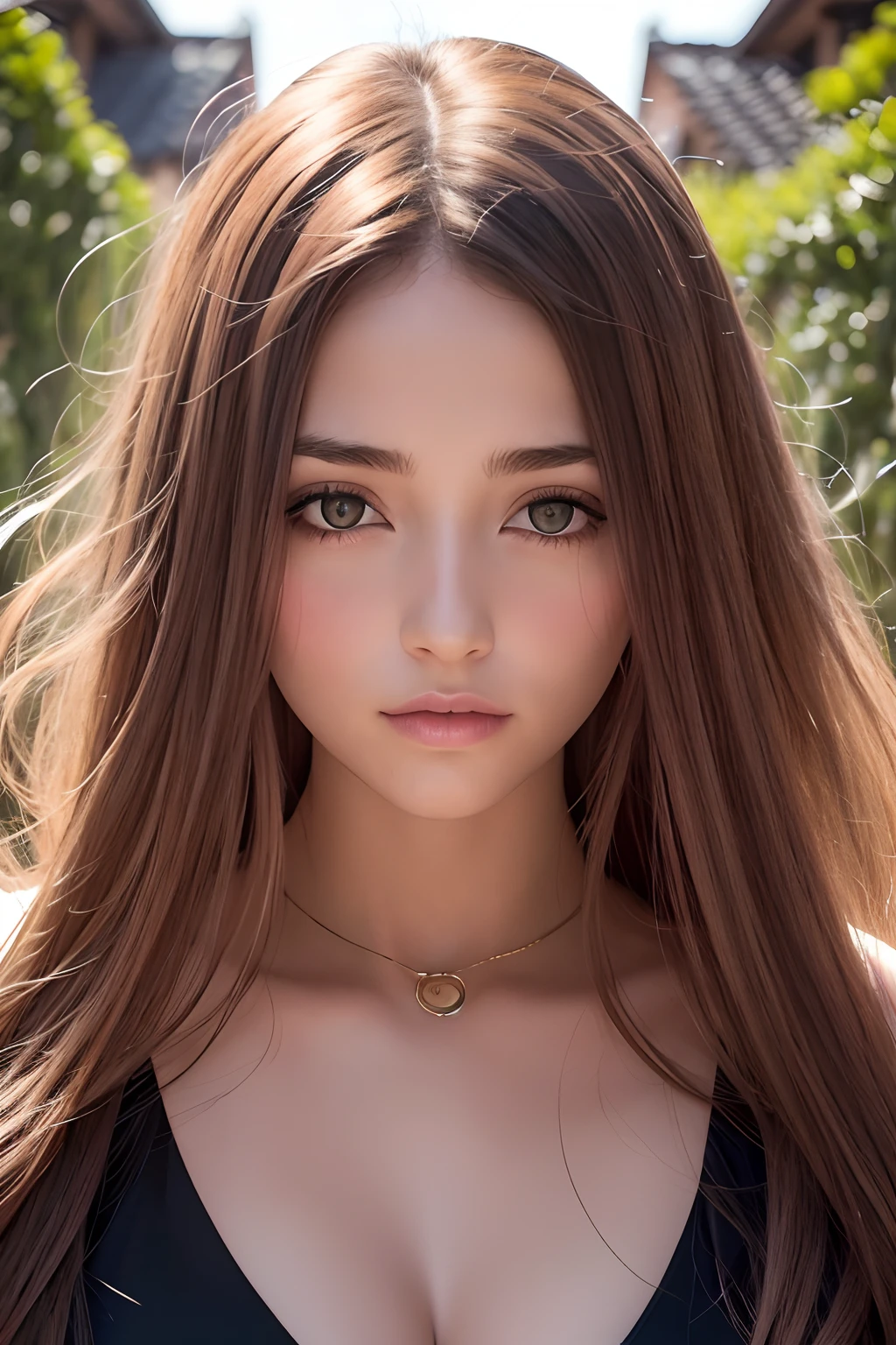 Natural photography of a beautiful girl, porter un crop top ample, Se pencher, cheveux longs et fluides, Grand buste, locks eyes in the camera, eyes symmetrical, symmetrical face, photoreallistic, photographie, Plot layout, specular lighting, Volumetric light of the face, Chemin des cheveux, Ombres visibles, complexe, elaborate