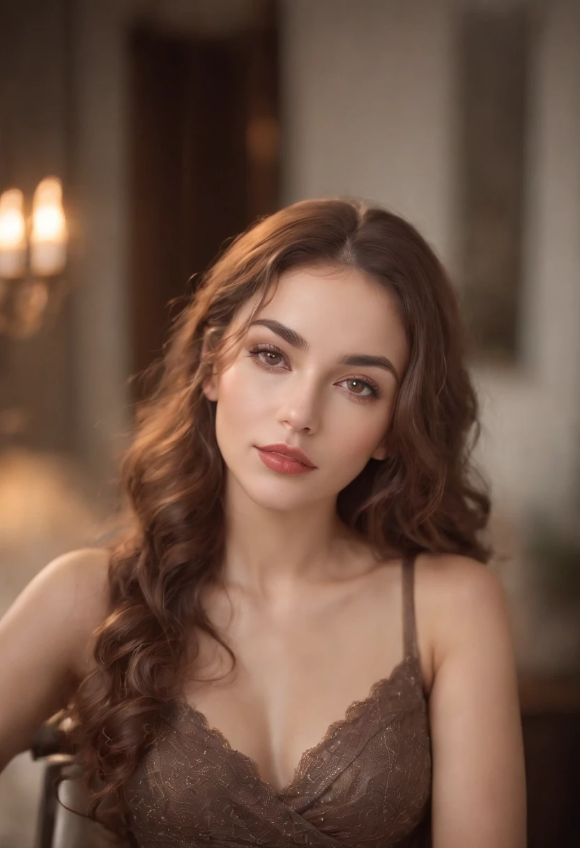 (soft focus:1.2), photo, attractive mixed woman, (beautiful face:1.1), detailed hazel eyes, luscious lips, (cat eye makeup:0.85), (medium eyes:1.0), (toned body:1.2), (curly hair:1.2), wearing (sundress:1.2) sitting on a (chair:1.2). (moody lighting:1.2), depth of field, bokeh, 4K, HDR. golden skin, hazel eyes, beauty marks, honey skin, wearing leather as a dominatrix (holding a crop) Cinematic photo