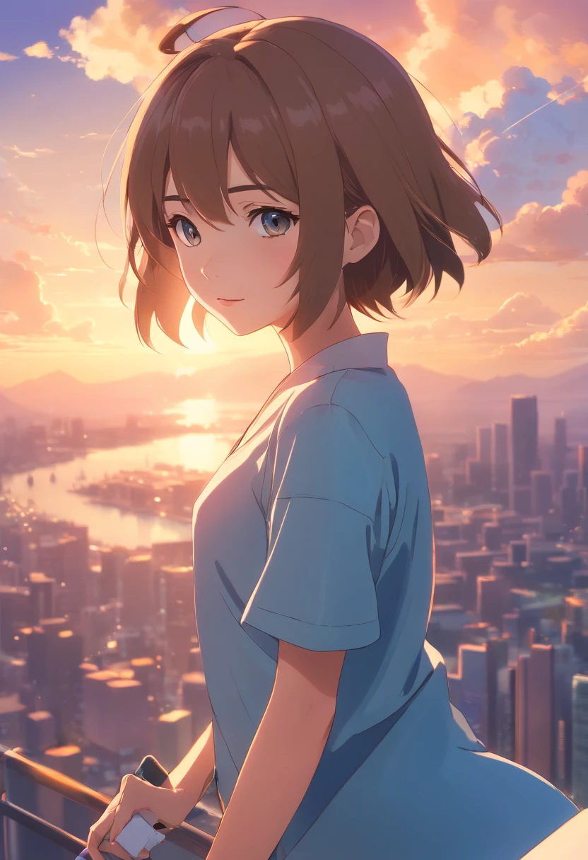 (best quality,4k,8k,highres,masterpiece:1.2),ultra-detailed,(realistic,photorealistic,photo-realistic:1.37),movie still,1kitten,cloud girl,floating in the sky,close-up,bright,happy,warm soft lighting,sunset,(sparks:0.7)
