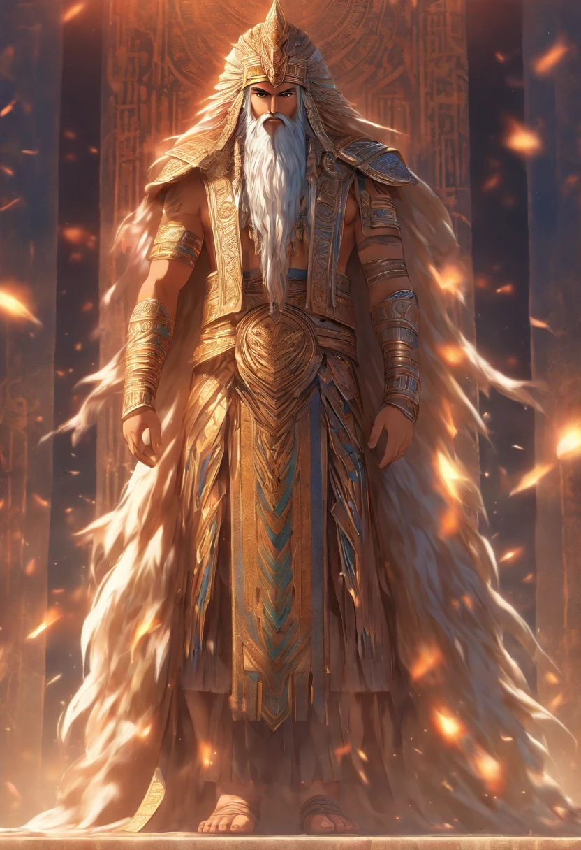 (((ENLIL))) best quality, ultra-high resolution, 4K detailed CG, master piece,Sumerian god,God of air,Sumerian clothing,Sumerian mythology, ((standing pose)), Sumerian image, aesthetic, centered on screen ,full body