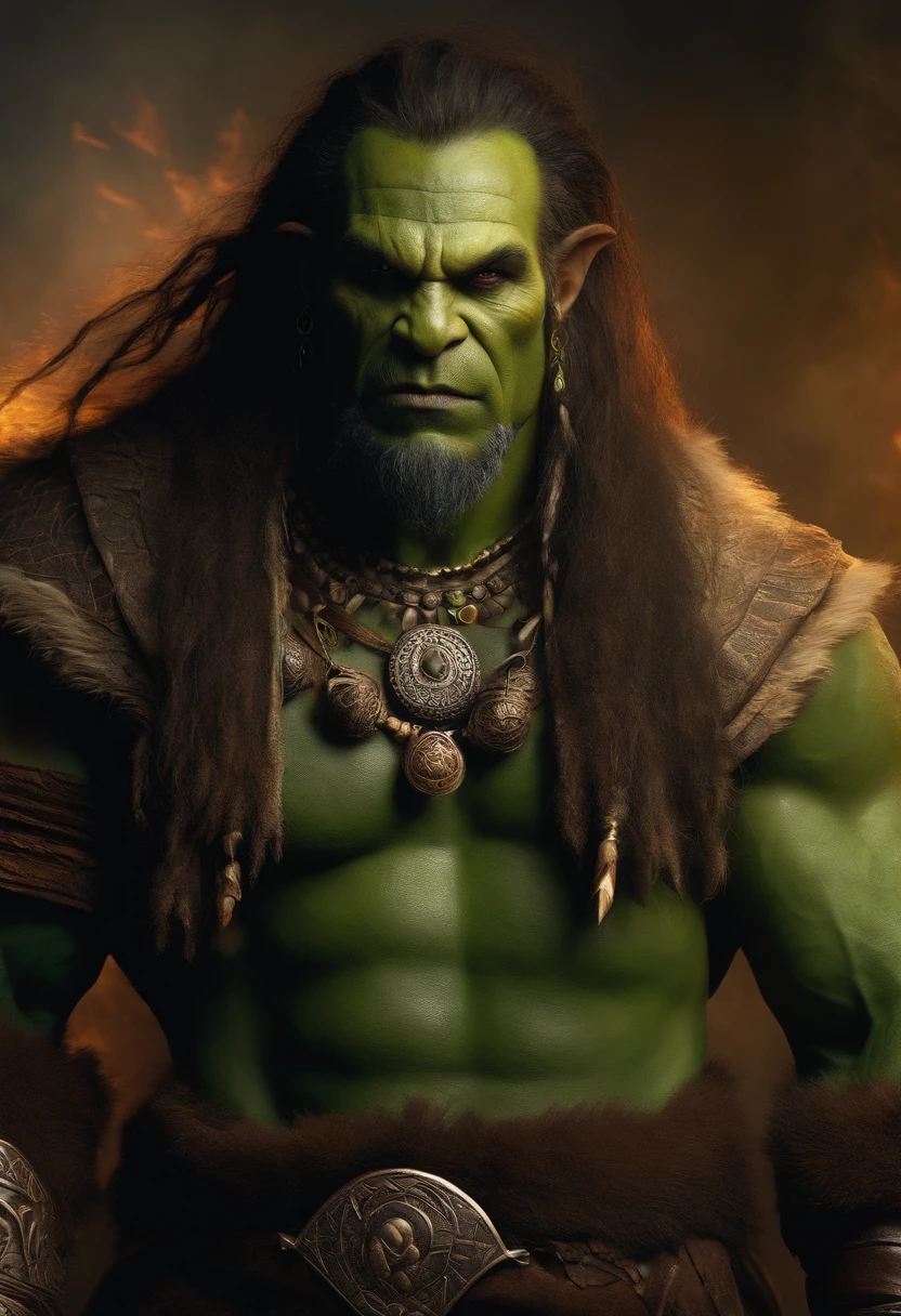 orc, homem, orc homem, Shaman, druida, pele verde, esguio, rpg, olhos com raios saindo, Thunder Mage, tribal, tatuagens azuis.