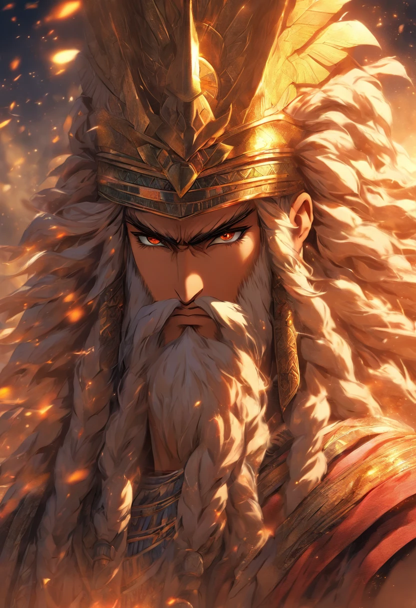 (((ENLIL)) best quality, ultra-high resolution, 4K detailed CG, master piece,Sumerian God,Sumerian clothing,Sumerian mythology, ((Wind God)), Sumerian image, aesthetic, screen-centered