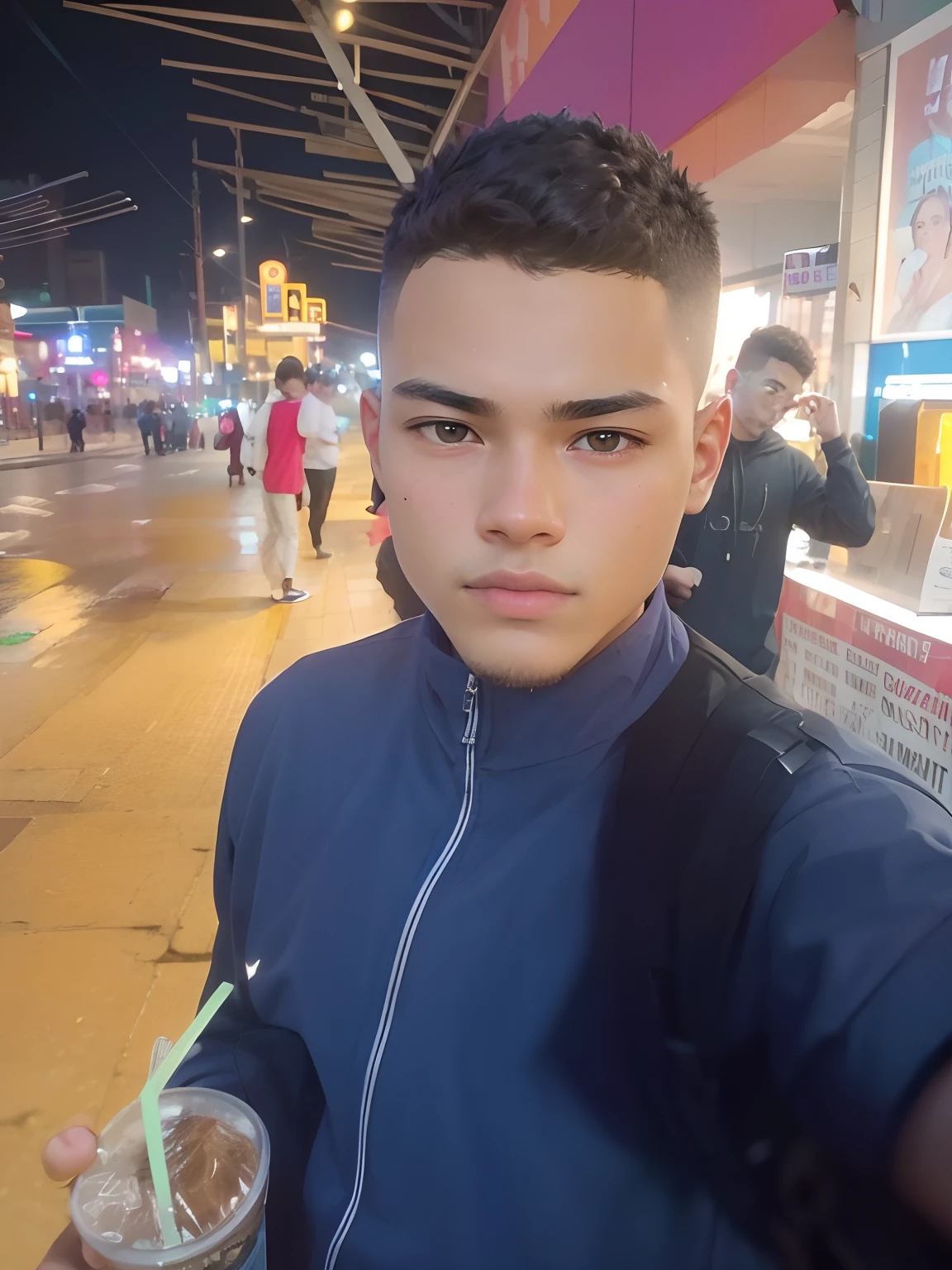 RAW photo, a portrait photo of 19 y.o man in casual clothes, night, city street, (high detailed skin:1.2), 8k uhd, dslr, soft lighting, high quality, film grain, Fujifilm XT3. With a real face. This picture editing like a professional photographer. original.