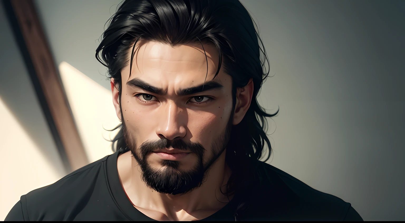rafed man with a black shirt and a green shirt, ramil sunga, raden saleh, without beard and mustache, youtube video screenshot, long beard, a photo of a disheveled man, with a small beard, his hair is messy and unkempt, south east asian with round face, with no beard, tiktok video, with accurate face, 8k