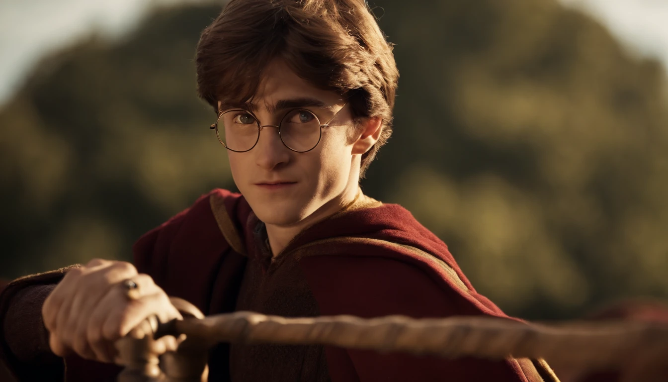 Harry Potter is playing quidditch