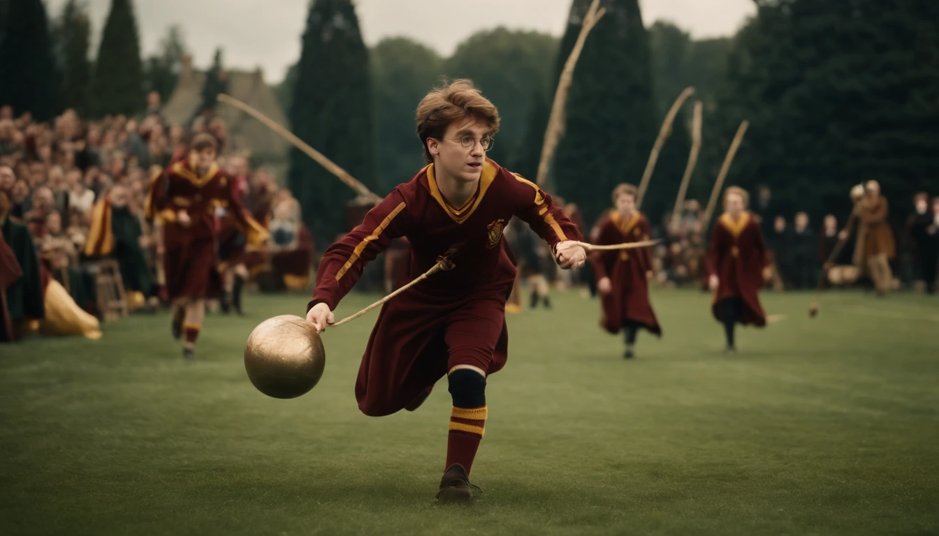 Harry Potter is playing quidditch