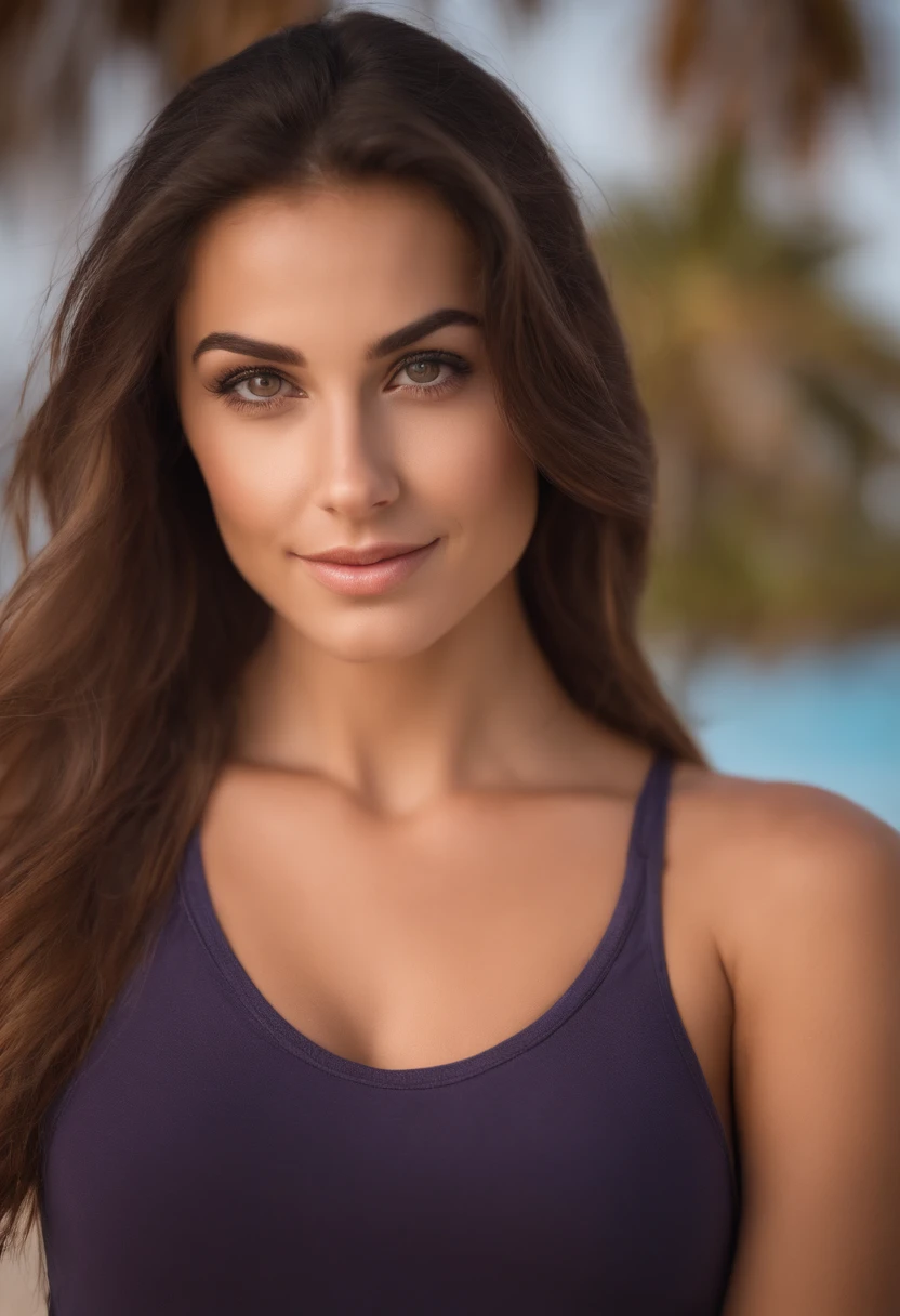 a close up of a woman in a sports bra top on a beach, portrait sophie mudd, sport bra, beautiful female model, fit girl, sporty physique, beautiful body and face, fitness model, attractive body, sport bra and shirt, sports bra, gorgeous woman, gorgeous face and figure, perfect body, photo of slim girl model, beautiful model girl