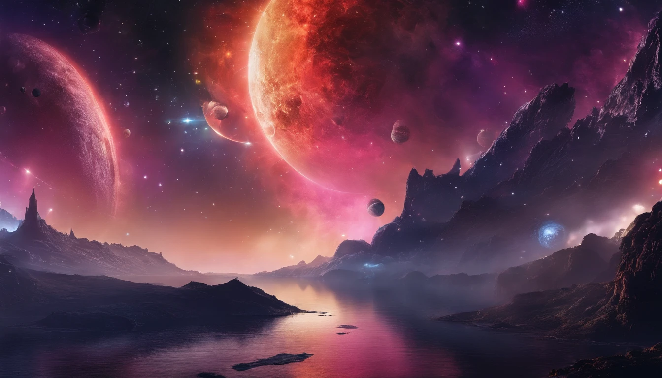 In the beginning, the universe was enveloped in Chaos, a vast expanse of nothingness, where darkness and silence reigned supreme