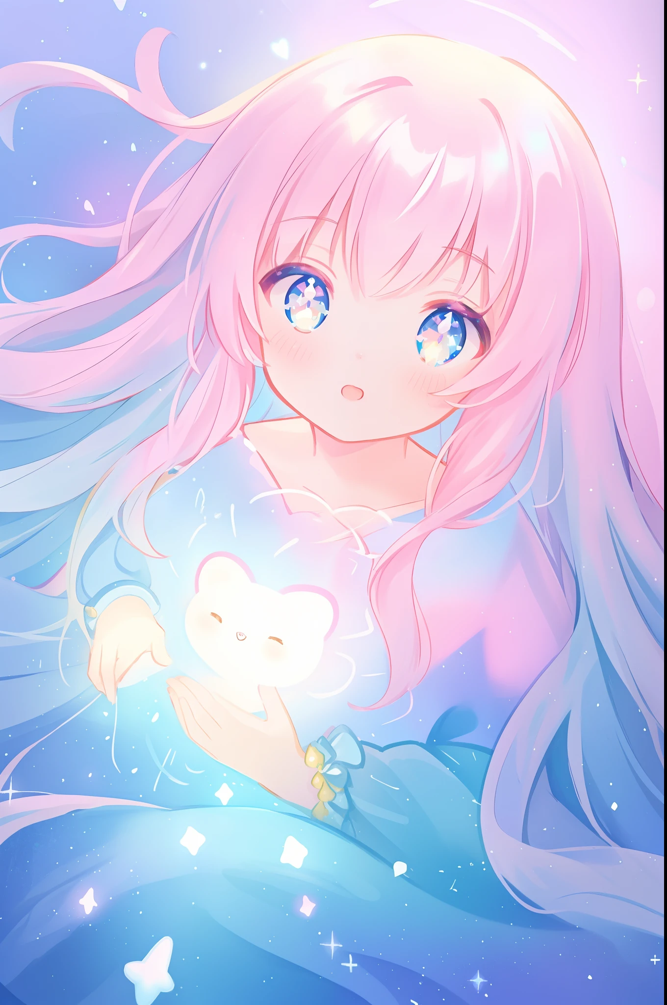 beautiful girl, puffy tiered princess ballgown with puffy long sleeves, vibrant pastel colors, (colorful), glowing golden long hair, magical lights, sparkling magical liquid, inspired by Glen Keane, inspired by Lois van Baarle, disney art style, by Lois van Baarle, glowing aura around her, by Glen Keane, jen bartel, glowing lights! digital painting, flowing glowing hair, glowing flowing hair, beautiful digital illustration, fantasia background, whimsical, magical, fantasy, ((beautiful face)), ((masterpiece, best quality)), intricate details, highly detailed, sharp focus, 8k resolution, sparkling detailed eyes, liquid watercolor