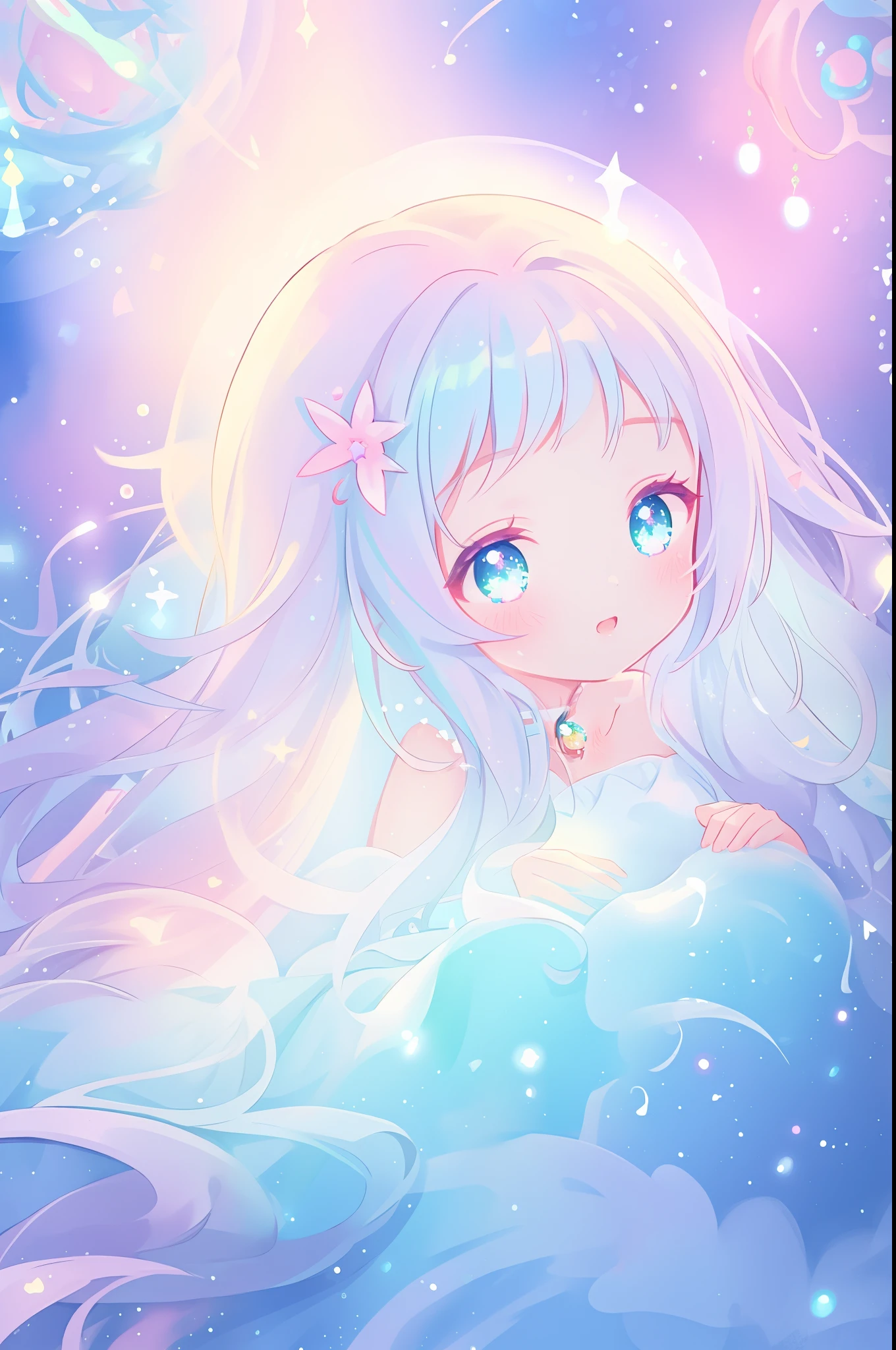 beautiful girl, puffy tiered princess ballgown with puffy long sleeves, vibrant pastel colors, (colorful), glowing golden long hair, magical lights, sparkling magical liquid, inspired by Glen Keane, inspired by Lois van Baarle, disney art style, by Lois van Baarle, glowing aura around her, by Glen Keane, jen bartel, glowing lights! digital painting, flowing glowing hair, glowing flowing hair, beautiful digital illustration, fantasia background, whimsical, magical, fantasy, ((beautiful face)), ((masterpiece, best quality)), intricate details, highly detailed, sharp focus, 8k resolution, sparkling detailed eyes, liquid watercolor