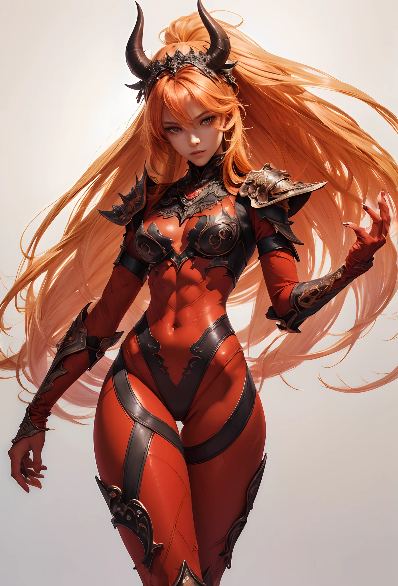 (Detailed illustrations,Very detailed and detailed drawing,Delicate lines with slow and rapid,Realistic texture expression),[Color tressed main line],[Lava cave background [Hot hell:0.4]],HENAI ANIME (Red-skinned DemonGirl 19 years old slender muscular) Flame hair (Devil's Knight:0.8),(Bone armor [crack in the chest:0.6] [Blade of Fresh Blood:0.4]) (edg),[[Dark Fantasy]],(Intricate and beautiful decoration [Dense detail]),(Fine and beautiful skin expression [Transparency]),[Perfect eye details (Iris beautifully drawn in every detail)[Jewel-like eyes]],[long and beautiful eyelashes],[Meticulously drawn hair [More on beautiful and shiny hair]],(Perfect hand details [Beautiful fingers without breakdowns [Beautiful nails]]),(Perfect Anatomy (Perfectly proportioned)) [[Full body like]],[Ideal color coordination(Accurate simulation of light-material interactions)],(HighQuality,[Precision Detail] hight resolution,(detaileds,high-detail)),[Visual art that conveys a sense of narrative].